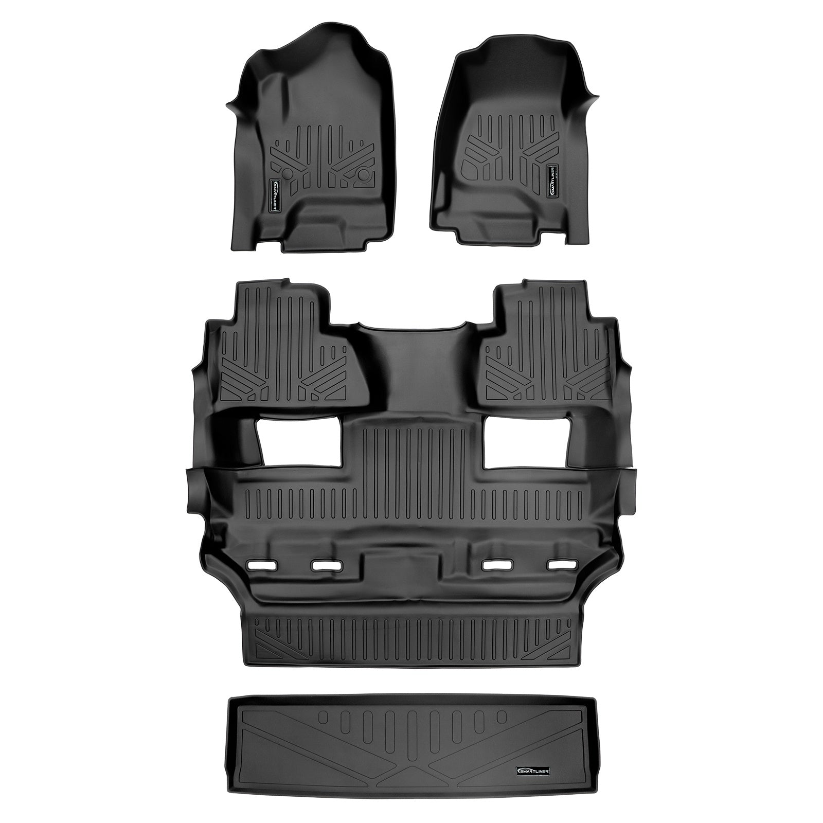 SMARTLINER 2015 - 2020 Chevrolet Tahoe 7 Passenger Custom Fit Floor Liners - 1st, 2nd, 3rd & 4th Rows - Alt Bucket Fit