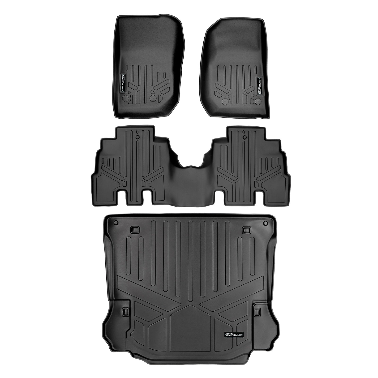 SMARTLINER 2014 - 2014 Jeep Wrangler 4 Door and Unlimited Custom Fit Floor Liners - 1st, 2nd & 3rd Rows - 3rd Seat Down
