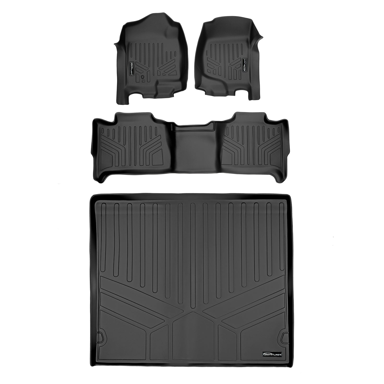 SMARTLINER 2007 - 2010 Chevrolet Tahoe 7 Passenger and 8 Passenger Custom Fit Floor Liners - 1st, 2nd & 3rd Rows - 3rd Seat Down