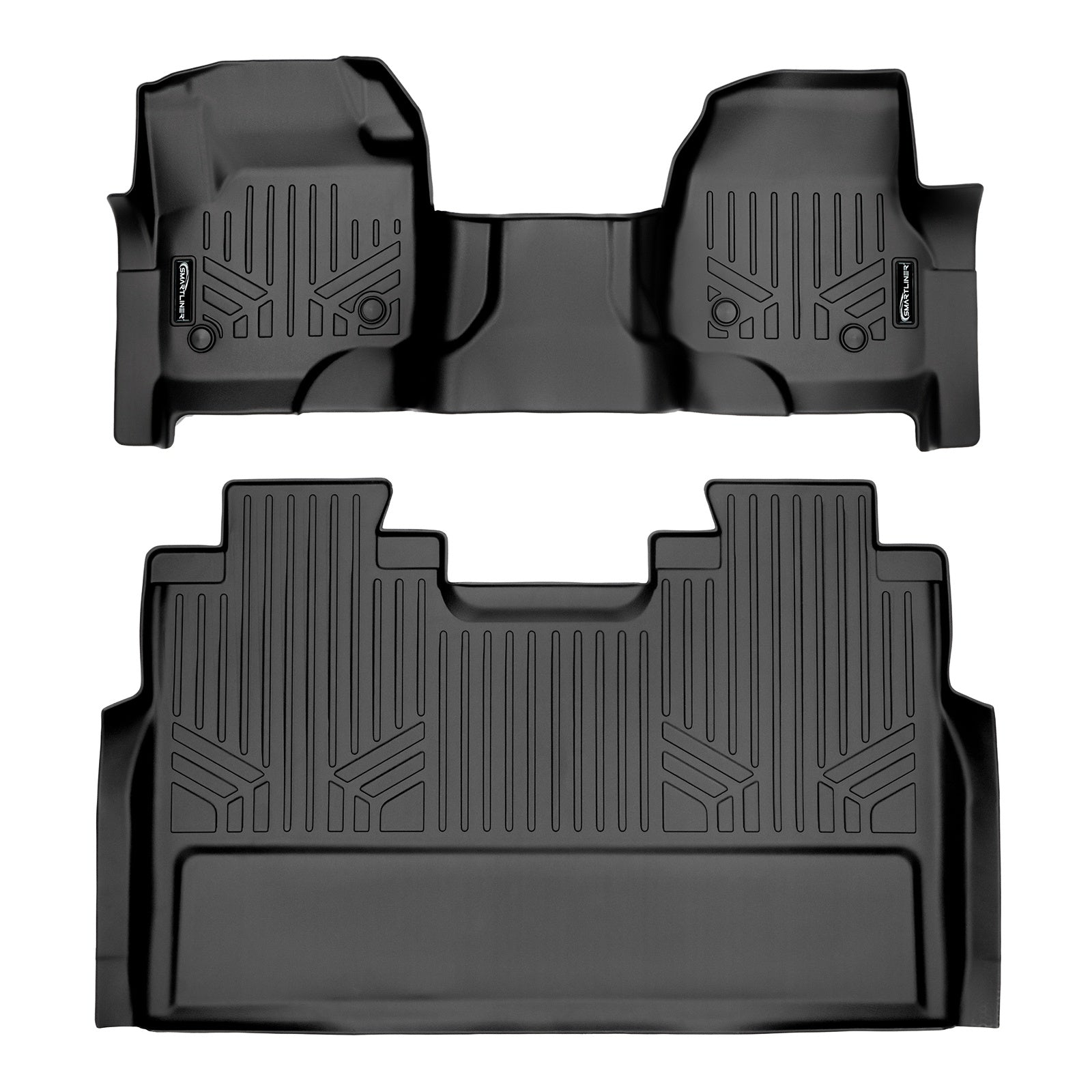 SMARTLINER 2017 - 2025 Ford F-450 Super Crew Custom Fit Floor Liners - 1st & 2nd Rows - Over Hump - Vinyl Only - No Storage