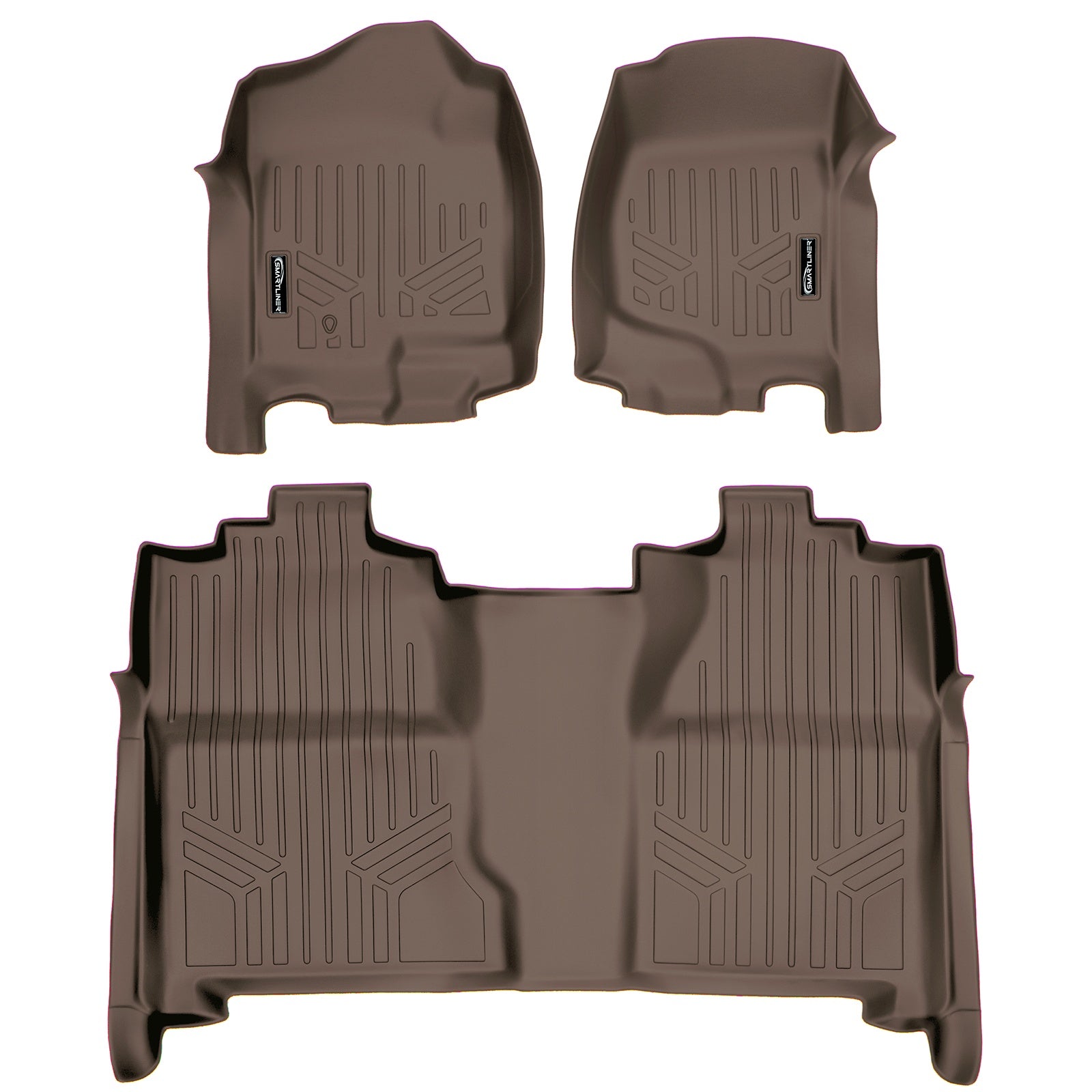 SMARTLINER 2007 - 2014 Chevrolet Silverado 3500 HD Crew Cab Custom Fit Floor Liners - 1st & 2nd Rows - Fits Bench or Bucket - No Hump