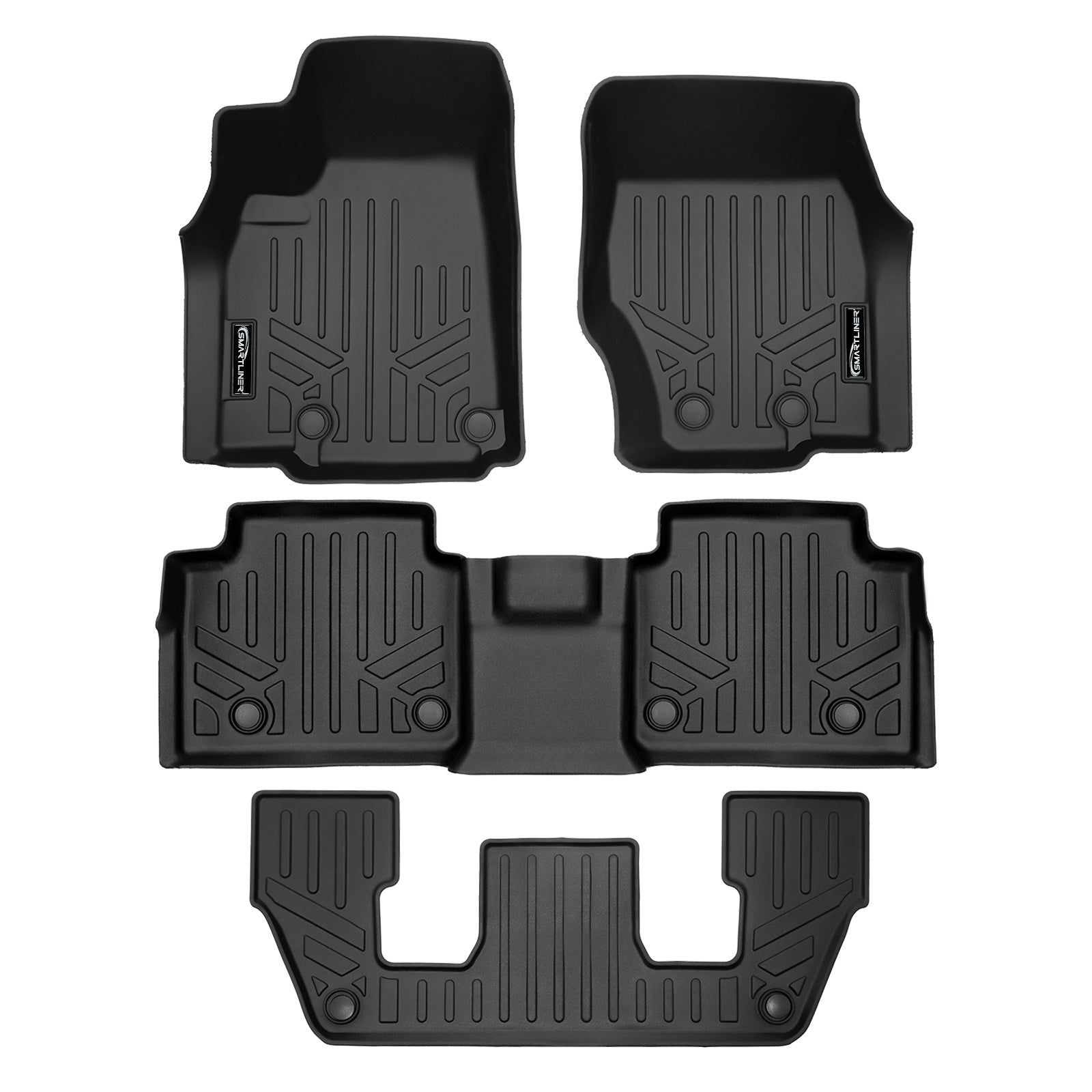 SMARTLINER 2021 - 2025 Jeep Grand Cherokee L 6 Passenger Custom Fit Floor Liners - 1st, 2nd & 3rd Rows - W/ Console