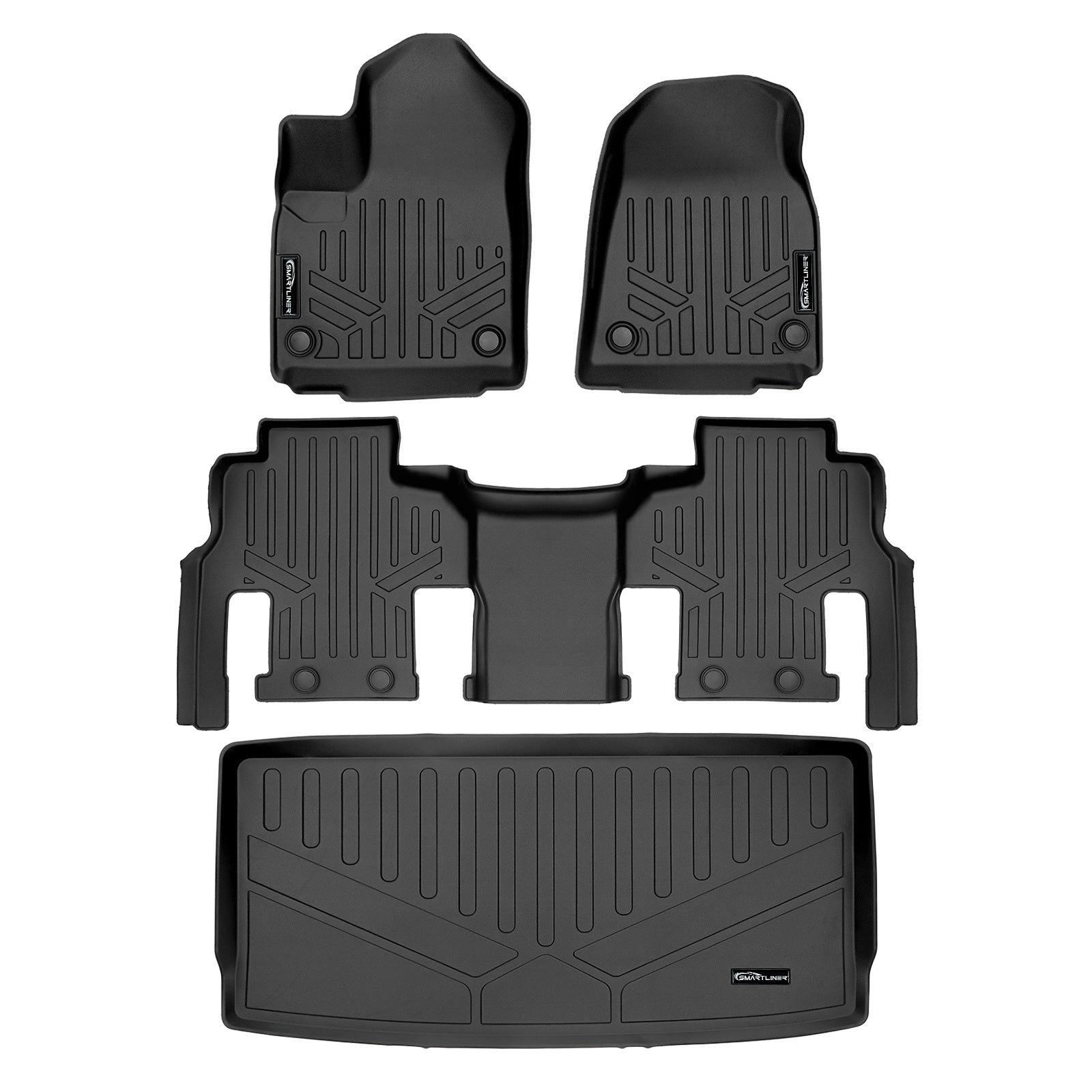 SMARTLINER 2022 - 2025 Jeep Wagoneer 8 Passenger Custom Fit Floor Liners - 1st, 2nd & 3rd Rows - 3rd Seat Up
