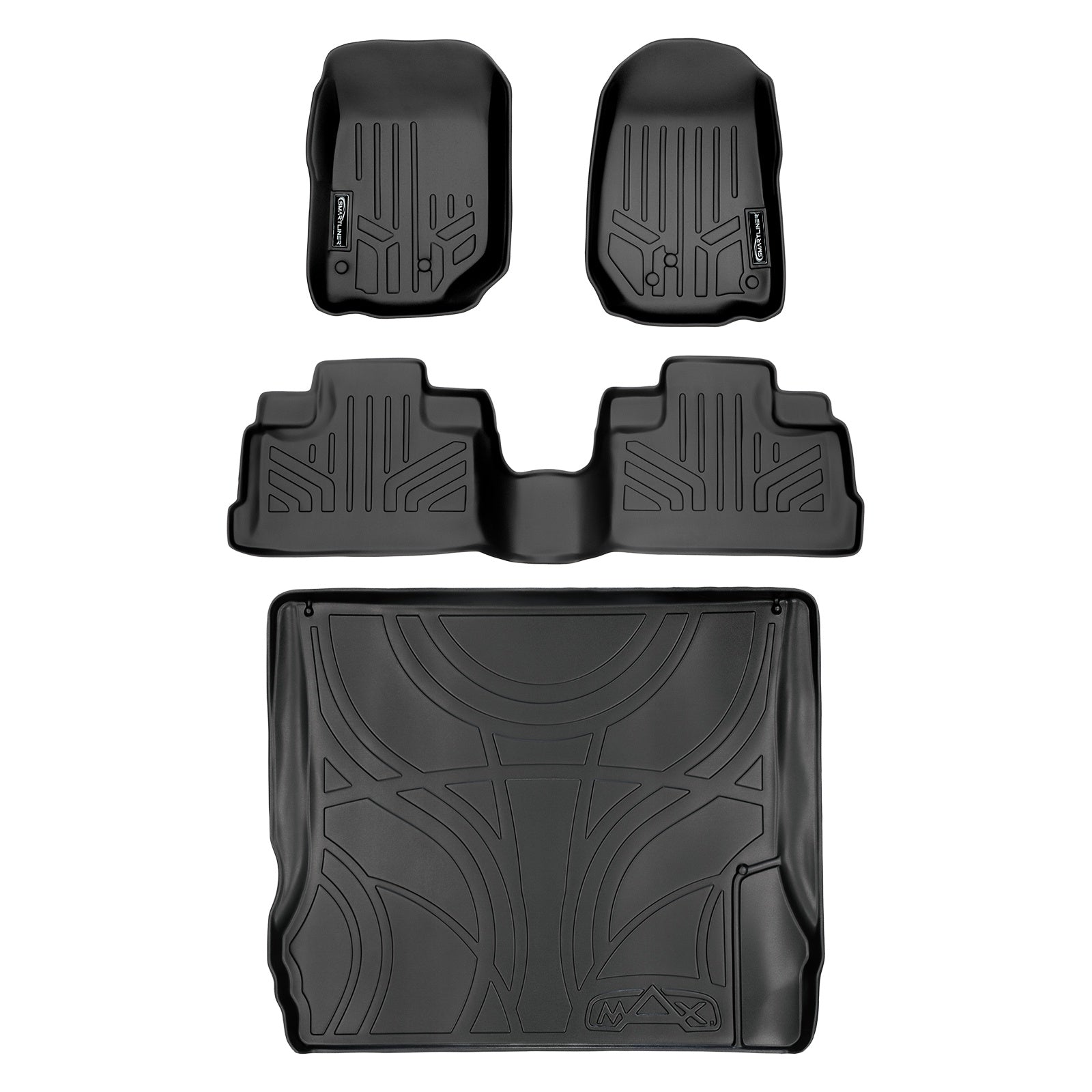 SMARTLINER 2007 - 2010 Jeep Wrangler 4 Door and Unlimited Custom Fit Floor Liners - 1st, 2nd & 3rd Rows - 3rd Seat Down