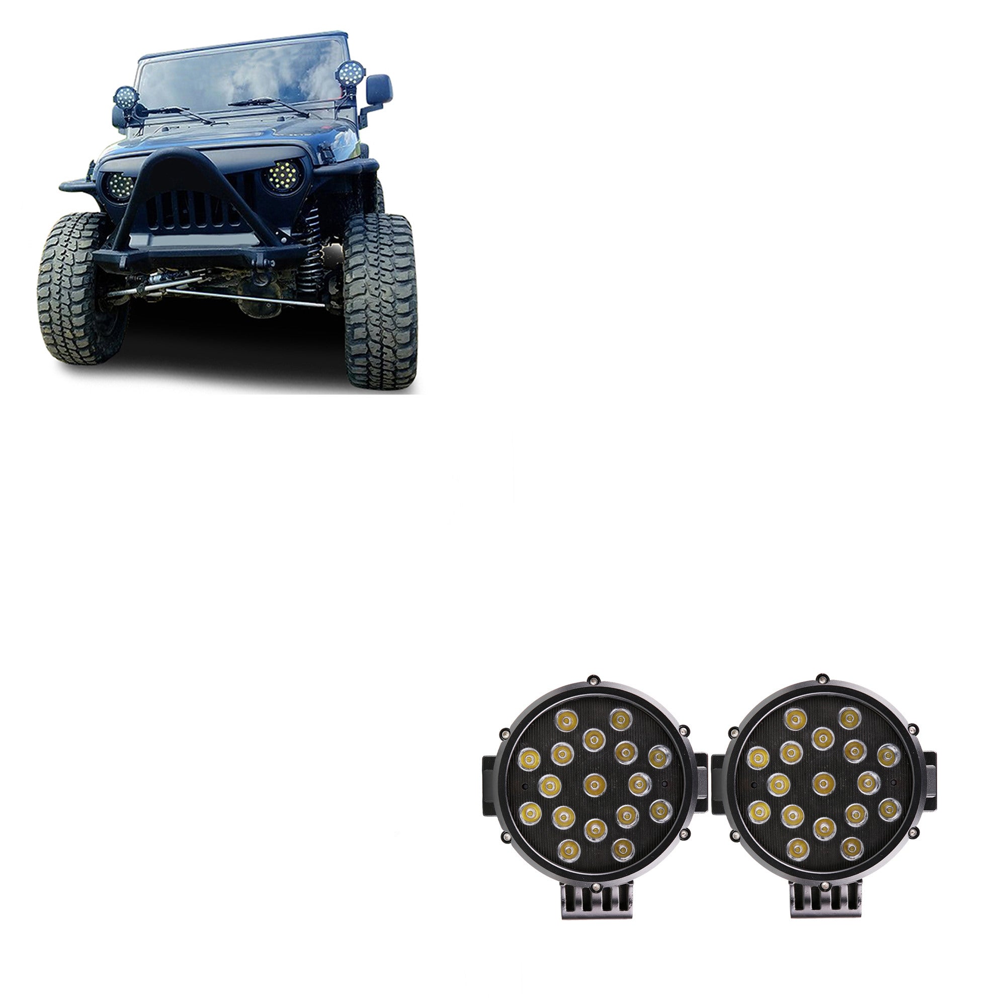 Universal Led 7" Dia.Lights Spot And Flood | Black Horse Off Road - Image 1