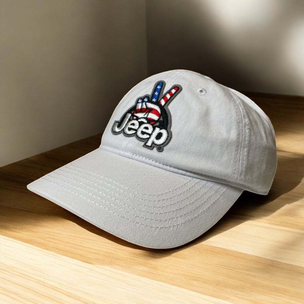 Hat - Jeep Wave USA Chino Twill Patch Hat - White
