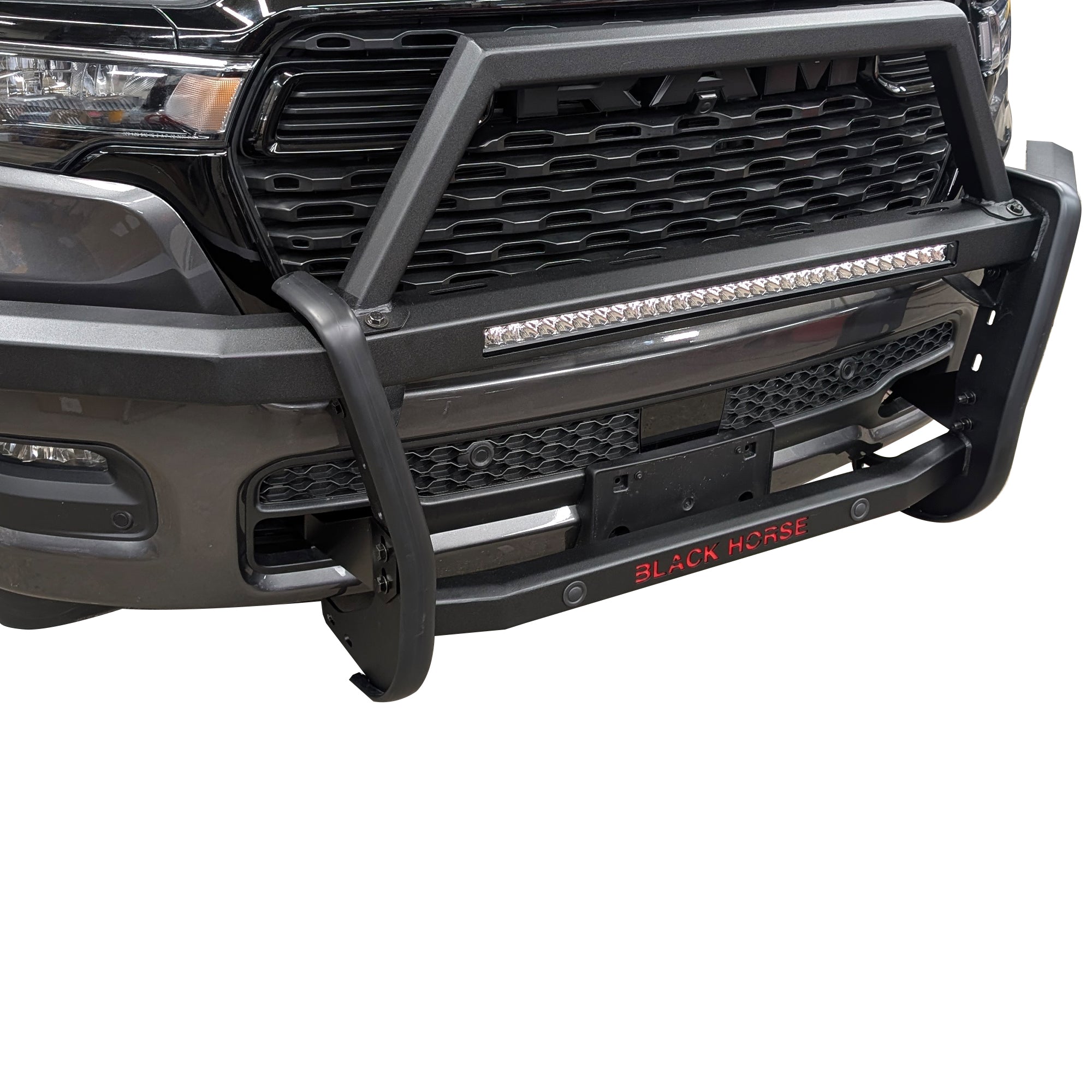 2019-2025 Dodge Ram 1500 Rambler Grille Guard Kit Modular Includes 30" LED Bar Single Row | Black Horse Off Road - Image 6