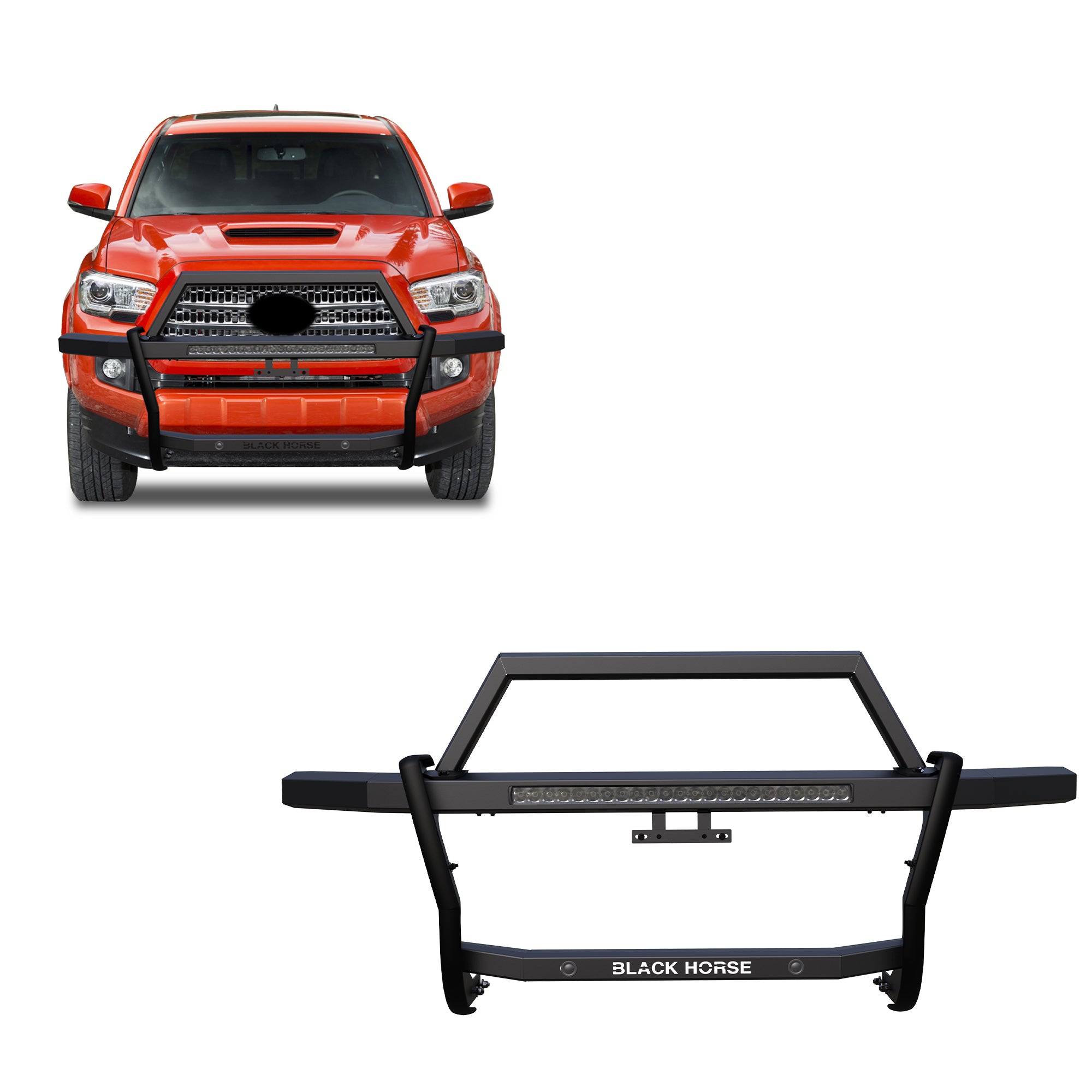 2005-2023 Toyota Tacoma Rambler Grille Guard Kit Modular Includes 30" LED Bar Single Row | Black Horse Off Road - Image 1