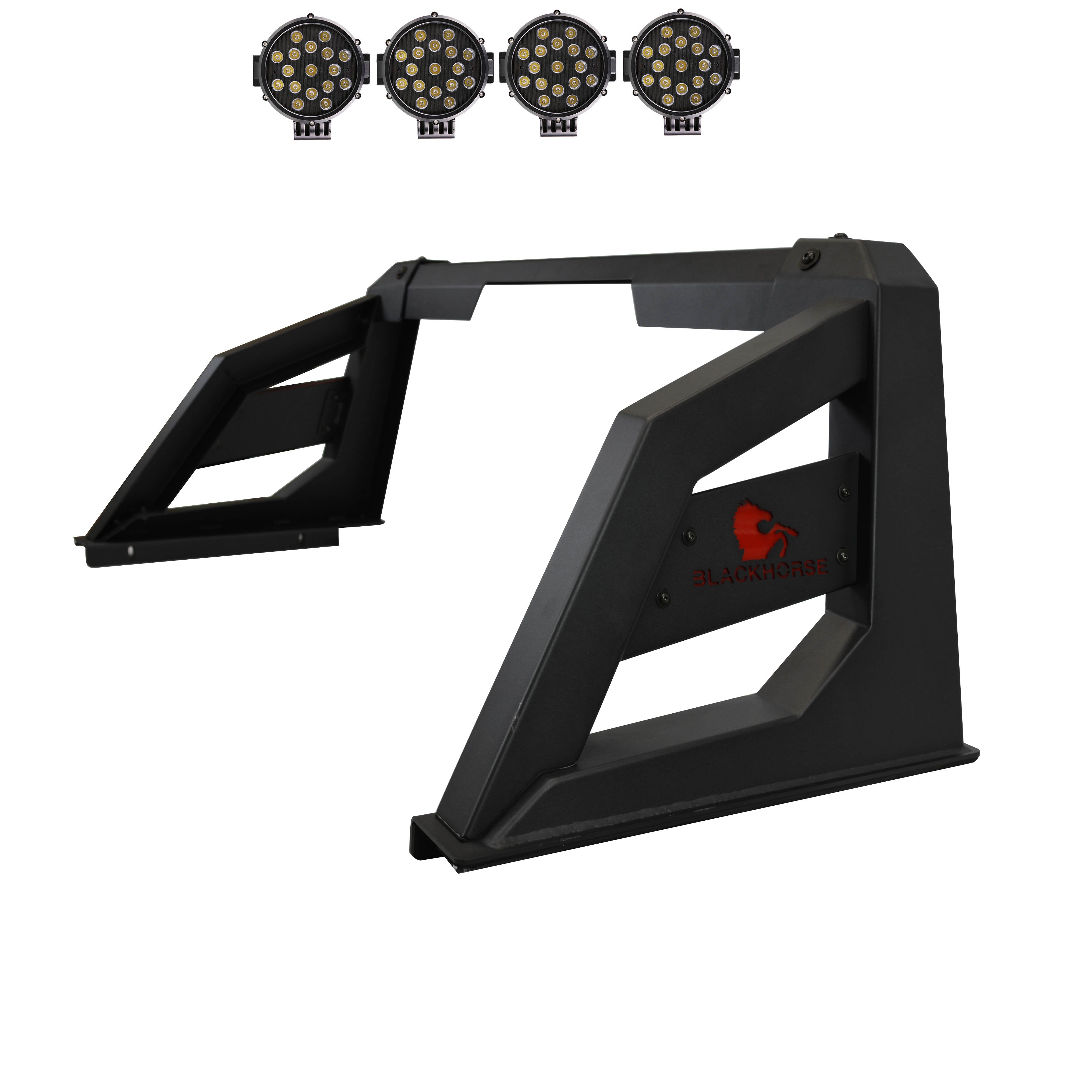 Armour Roll Bar Kit Incl. 2 pairs of 7.0"Dia. LED Lights w/ Black Trim Rings w/ Wiring Harness and Switch | Black Horse Off Road - Image 9