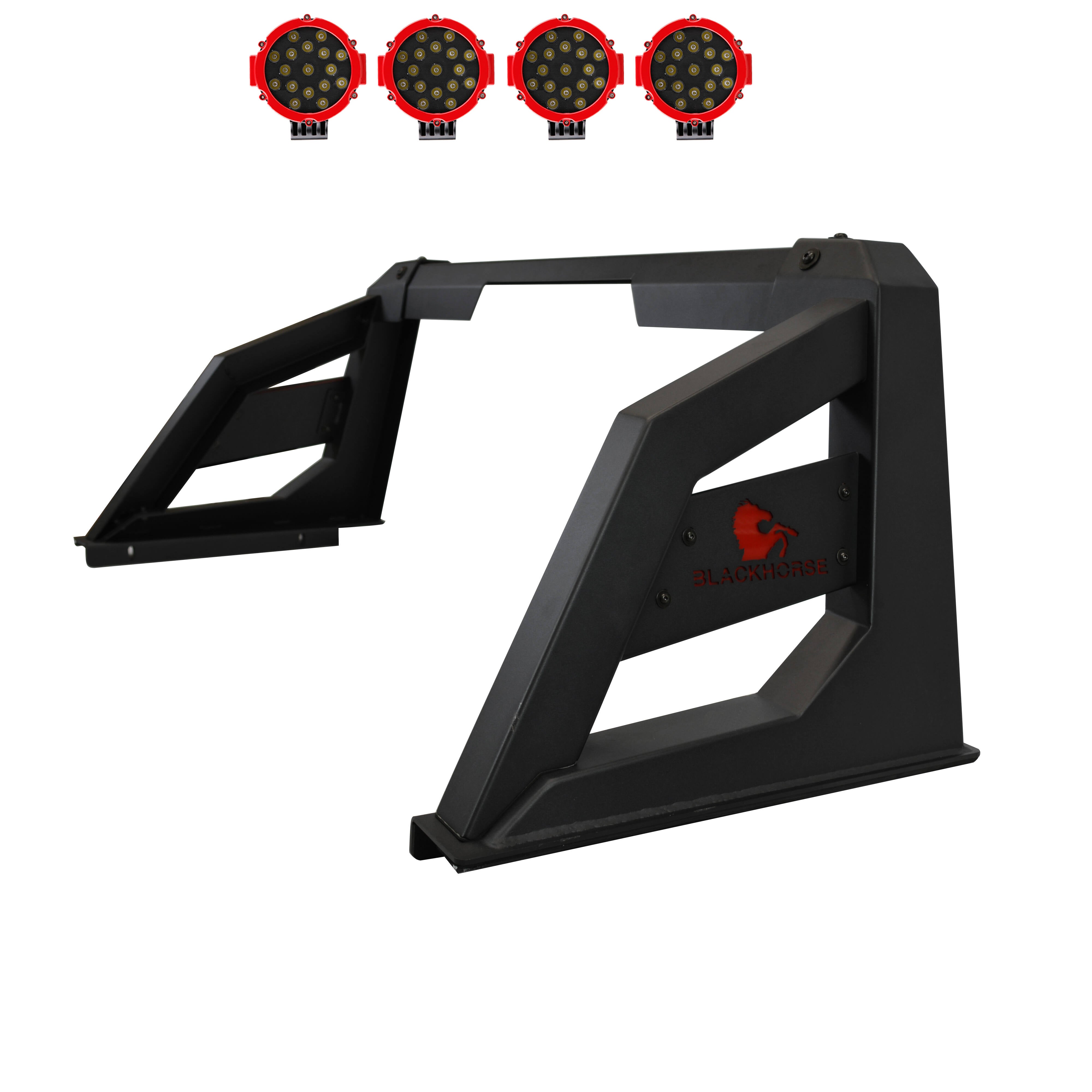 2015-2026 Canyon Armour Roll Bar Kit Incl. 2 pairs of 7.0"Dia. LED Lights w/Red Trim Rings w/ Wiring Harness and Switch | Black Horse Off Road - Image 2