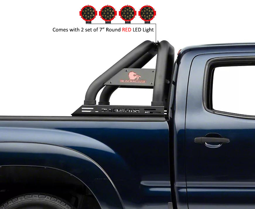 2015-2026 Canyon Classic Roll Bar Kit Incl. 2 pairs of 7.0"Dia. LED Lights w/Red Trim Rings w/ Wiring Harness and Switch | Black Horse Off Road - Image 3