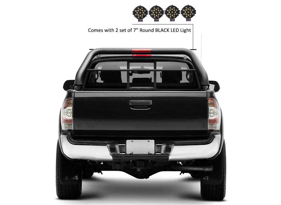 2005-2026 Toyota Tacoma Classic Roll Bar Kit Incl. 2 pairs of 7.0"Dia. LED Lights w/ Black Trim Rings w/ Wiring Harness and Switch | Black Horse Off Road - Image 5