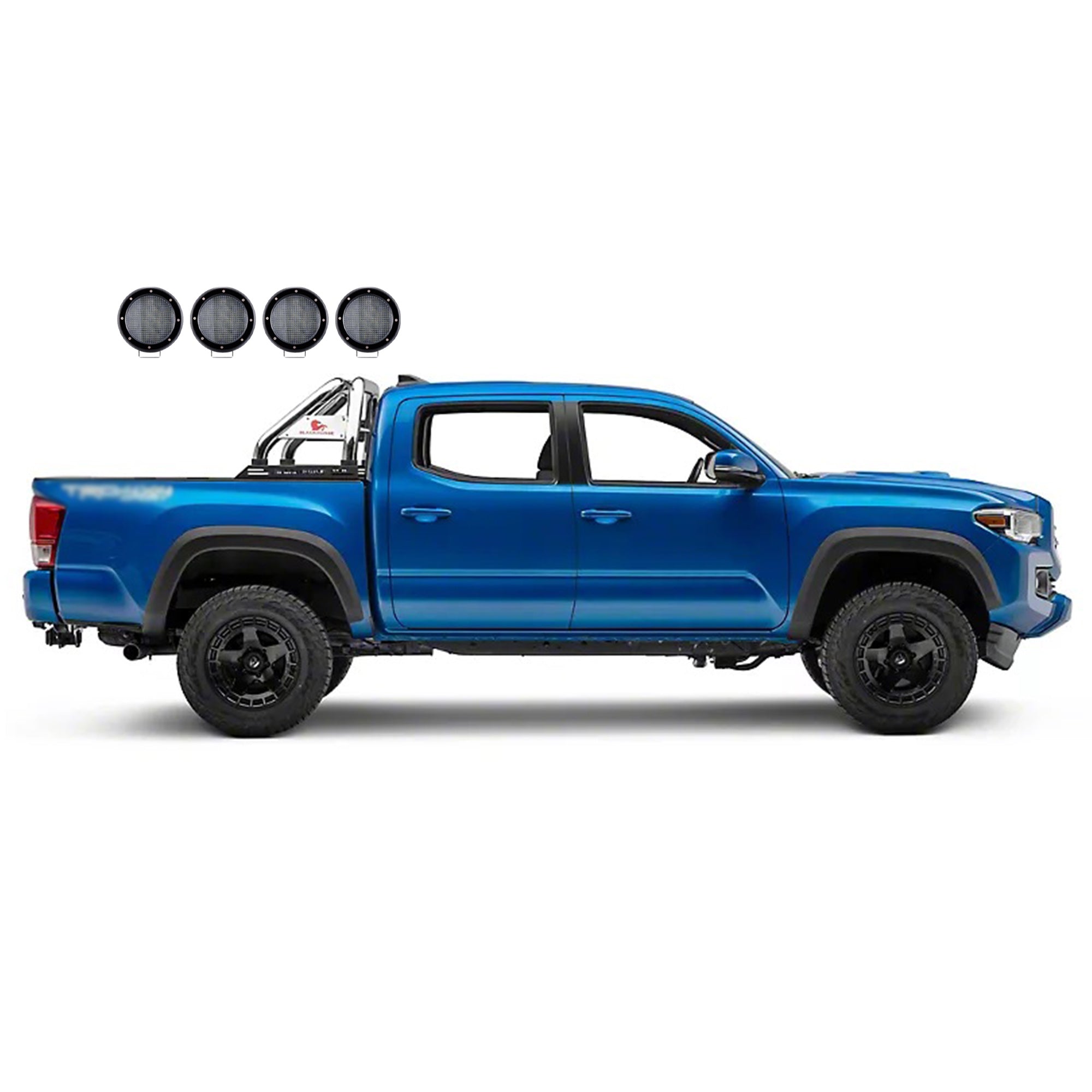2005-2021 Nissan Frontier Classic Roll Bar Kit 2 sets of 5.3" Dia. Black LED Flood Lights w/ Harness and Switch | Black Horse Off Road - Image 9