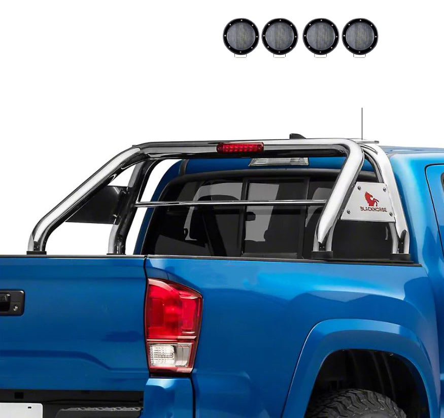 1999-2026 Ford F-250 Super Duty Classic Roll Bar Kit 2 sets of 5.3" Dia. Black LED Flood Lights w/ Harness and Switch | Black Horse Off Road - Image 5