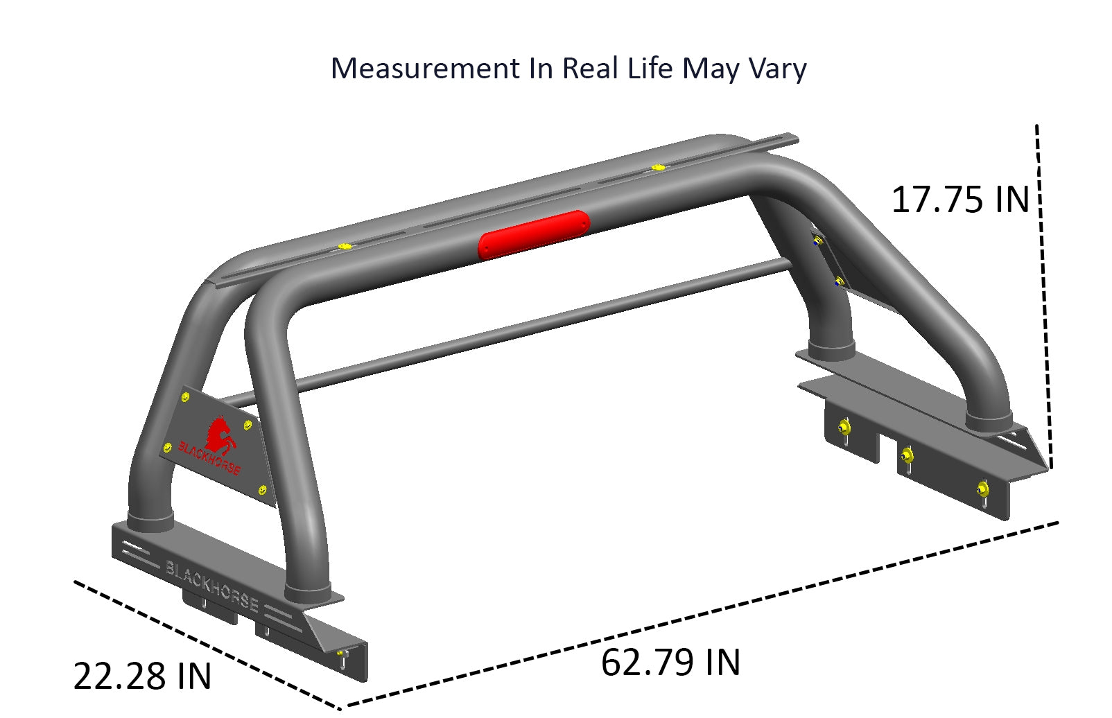 2019-2026 Ford Ranger Classic Roll Bar Kit Incl. 2 pairs of 7.0"Dia. LED Lights w/Red Trim Rings w/ Wiring Harness and Switch | Black Horse Off Road - Image 7