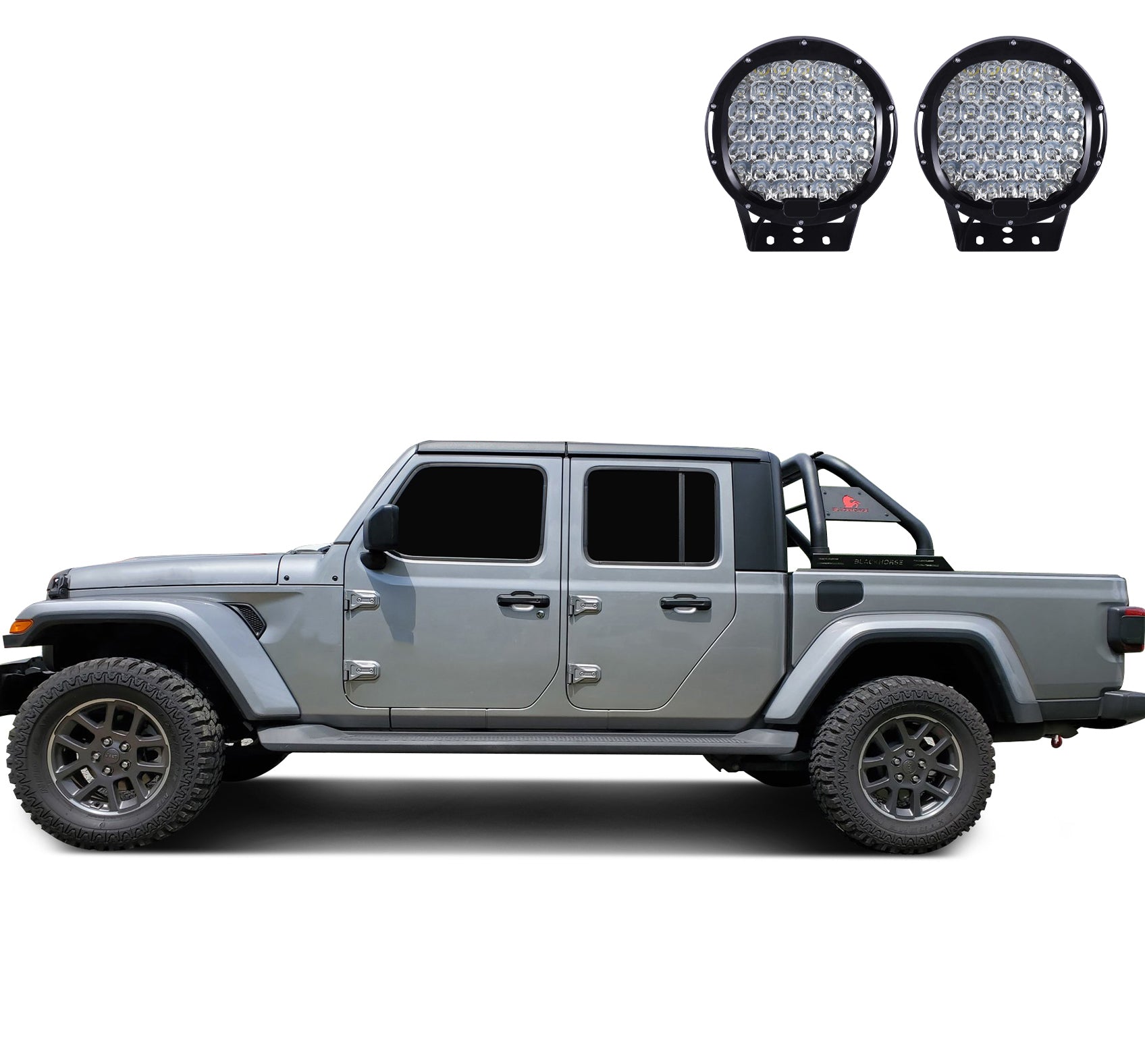 2020-2026 Jeep Gladiator Classic Roll Bar Kit W/ Set of 9" Black Round LED Light | Black Horse Off Road - Image 4