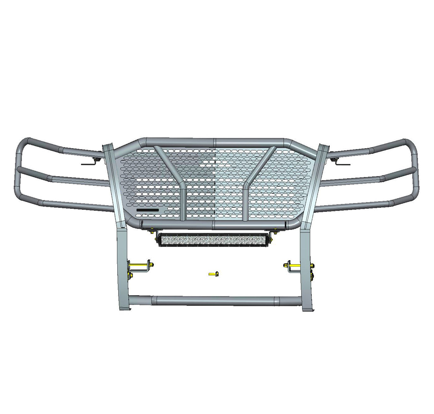 2007-2013 Chevrolet Silverado 1500 Rugged Heavy Duty Grille Guard Kit Modular Includes 1 20in Double Row LED Light Bar | Black Horse Off Road - Image 4