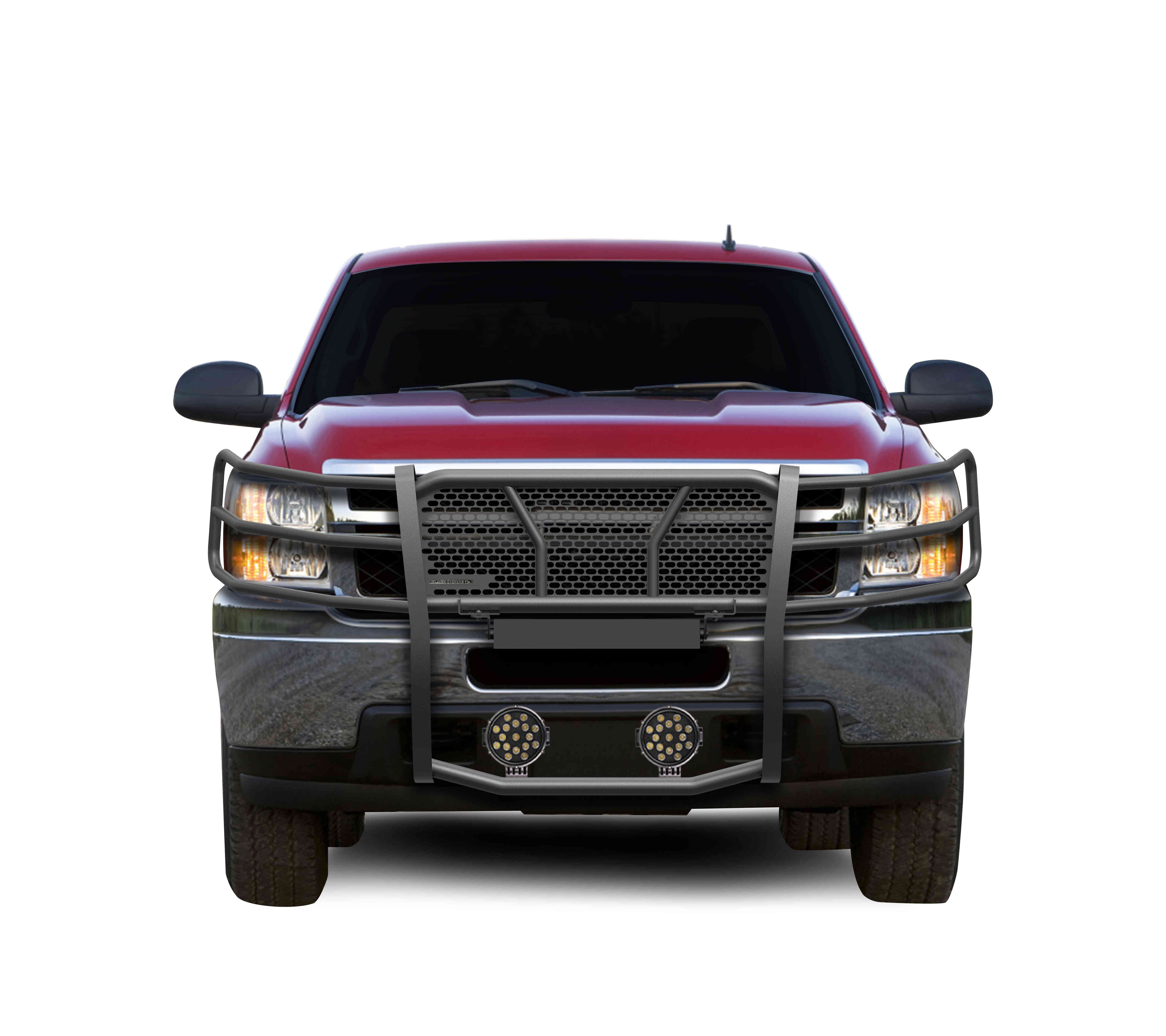 2007-2013 Chevrolet Silverado 1500 Rugged Heavy Duty Grille Guard Kit Modular Incl. pair of 7.0" Dia. LED Lights w/ Black Trim Rings w/ Wiring Harness and Switch | Black Horse Off Road - Image 2