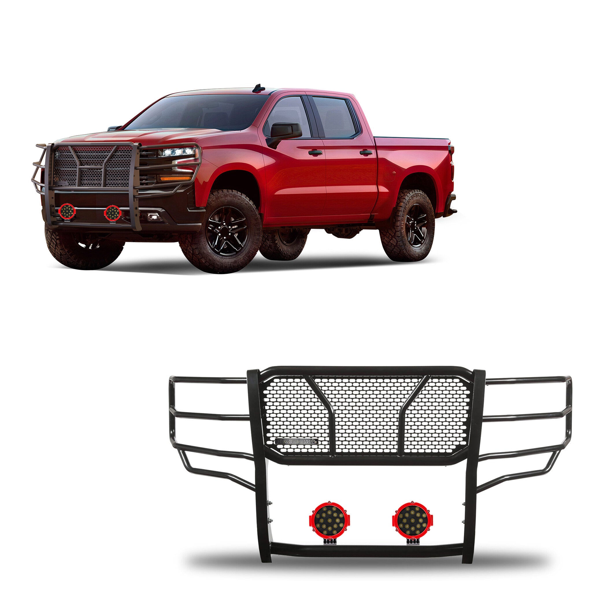 2019-2026 Chevrolet Silverado 1500 Rugged Heavy Duty Grille Guard Kit Modular | Black Horse Off Road - Image 1