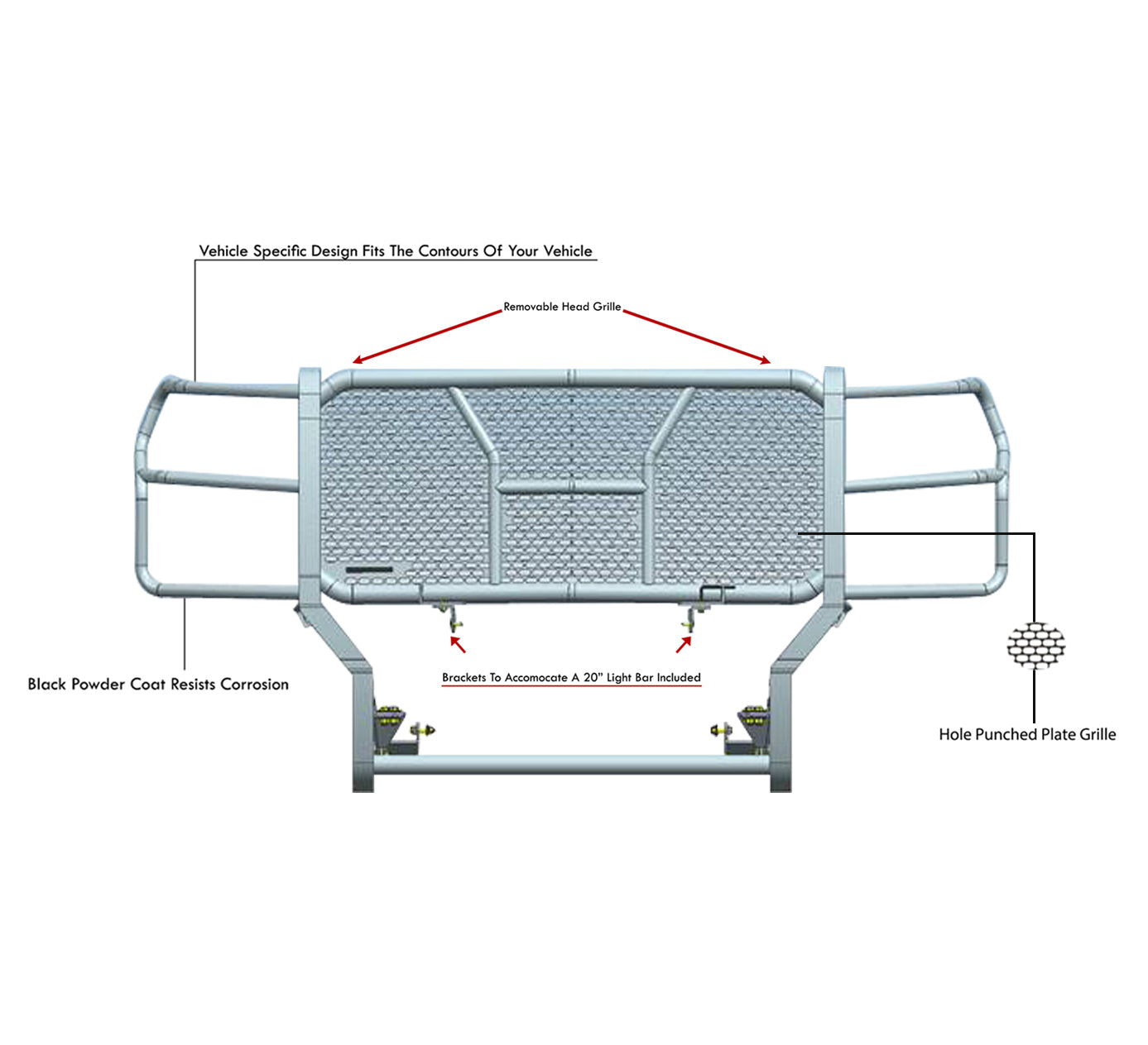 2020-2026 Chevrolet Silverado 2500 Hd Rugged Heavy Duty Grille Guard Modular | Black Horse Off Road - Image 6