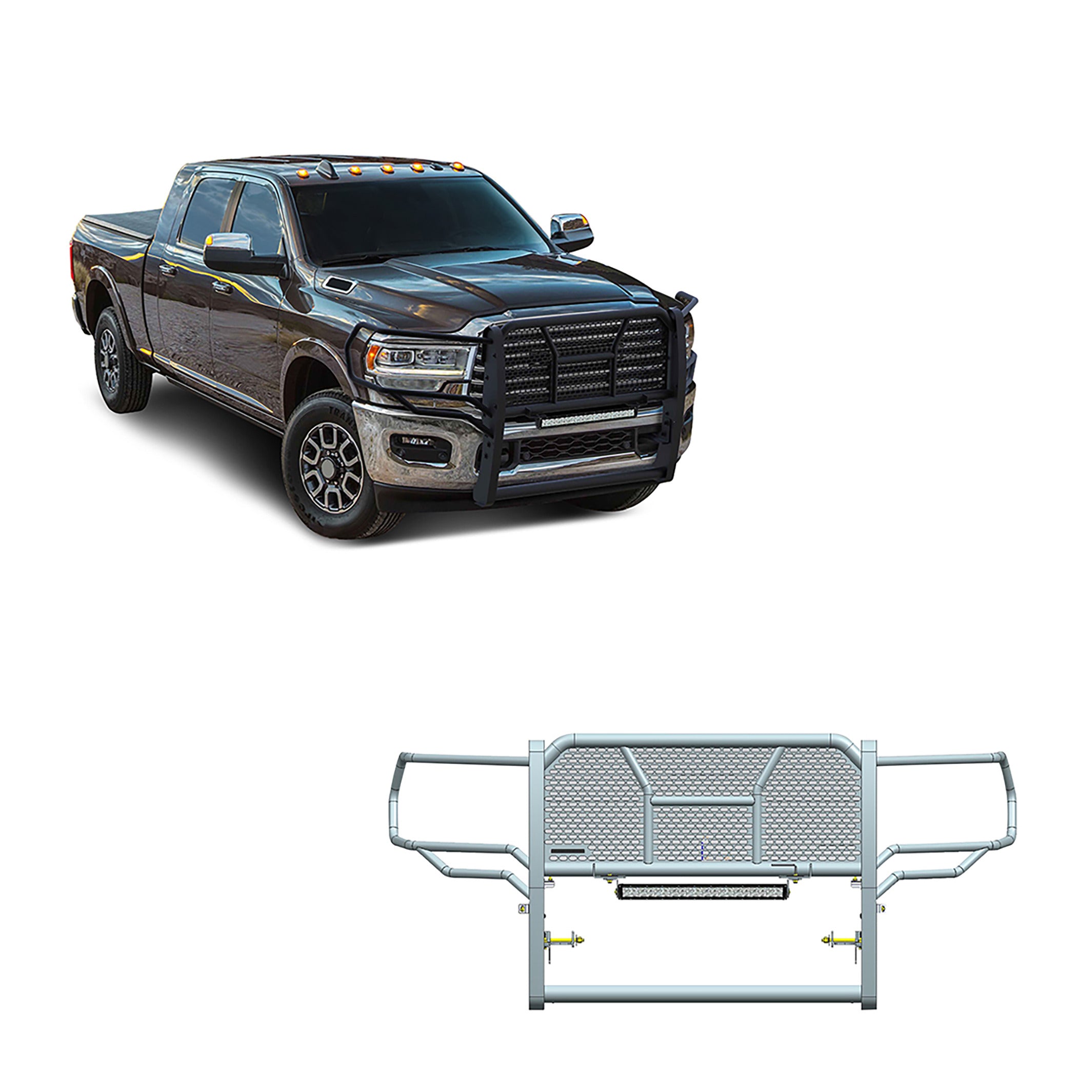 2019-2026 Dodge Ram 2500 Rugged Heavy Duty Grille Guard Kit Modular | Black Horse Off Road - Image 1