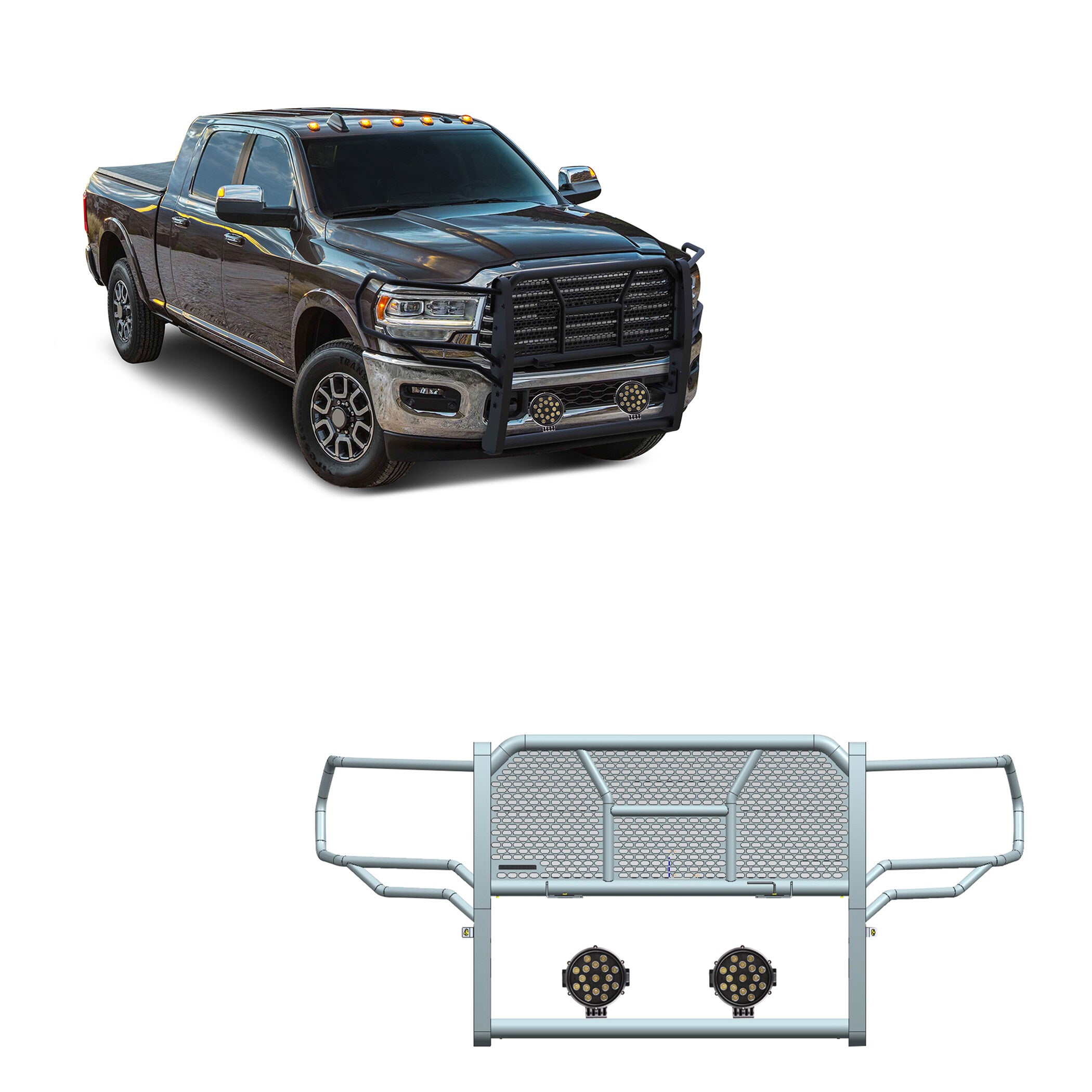 2019-2026 Dodge Ram 2500 Rugged Heavy Duty Grille Guard Kit Modular | Black Horse Off Road - Image 1
