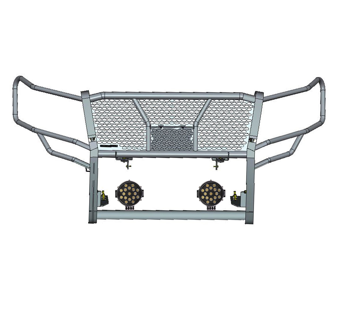 2018-2024 Ford Expedition Rugged Heavy Duty Grille Guard Kit Modular Incl. pair of 7.0" Dia. LED Lights w/ Black Trim Rings w/ Wiring Harness and Switch | Black Horse Off Road - Image 3
