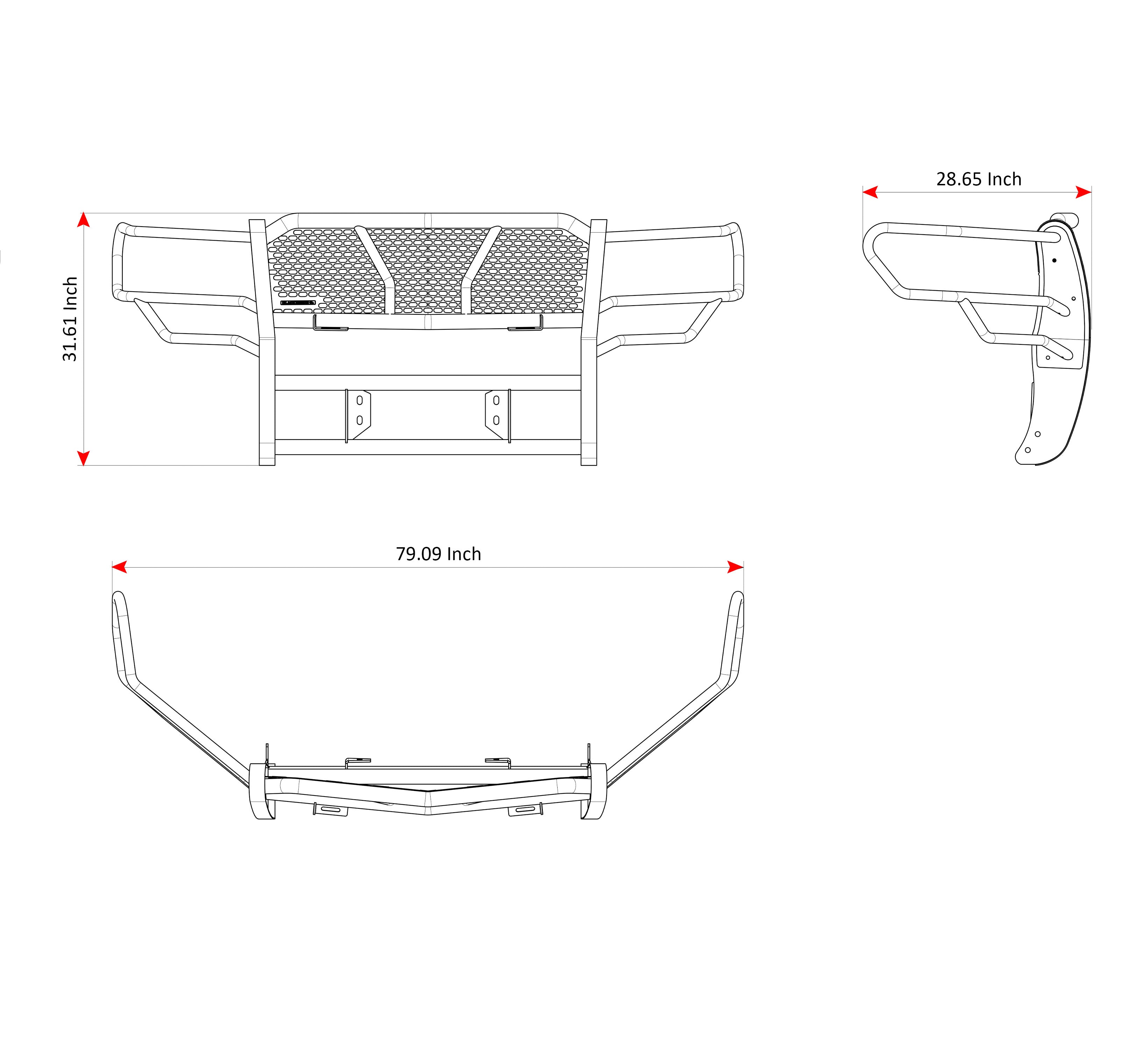 2009-2014 Ford F-150 Rugged Heavy Duty Grille Guard Kit Modular Incl. pair of 7.0" Dia. LED Lights w/ Red Trim Rings w/ Wiring Harness and Switch | Black Horse Off Road - Image 10