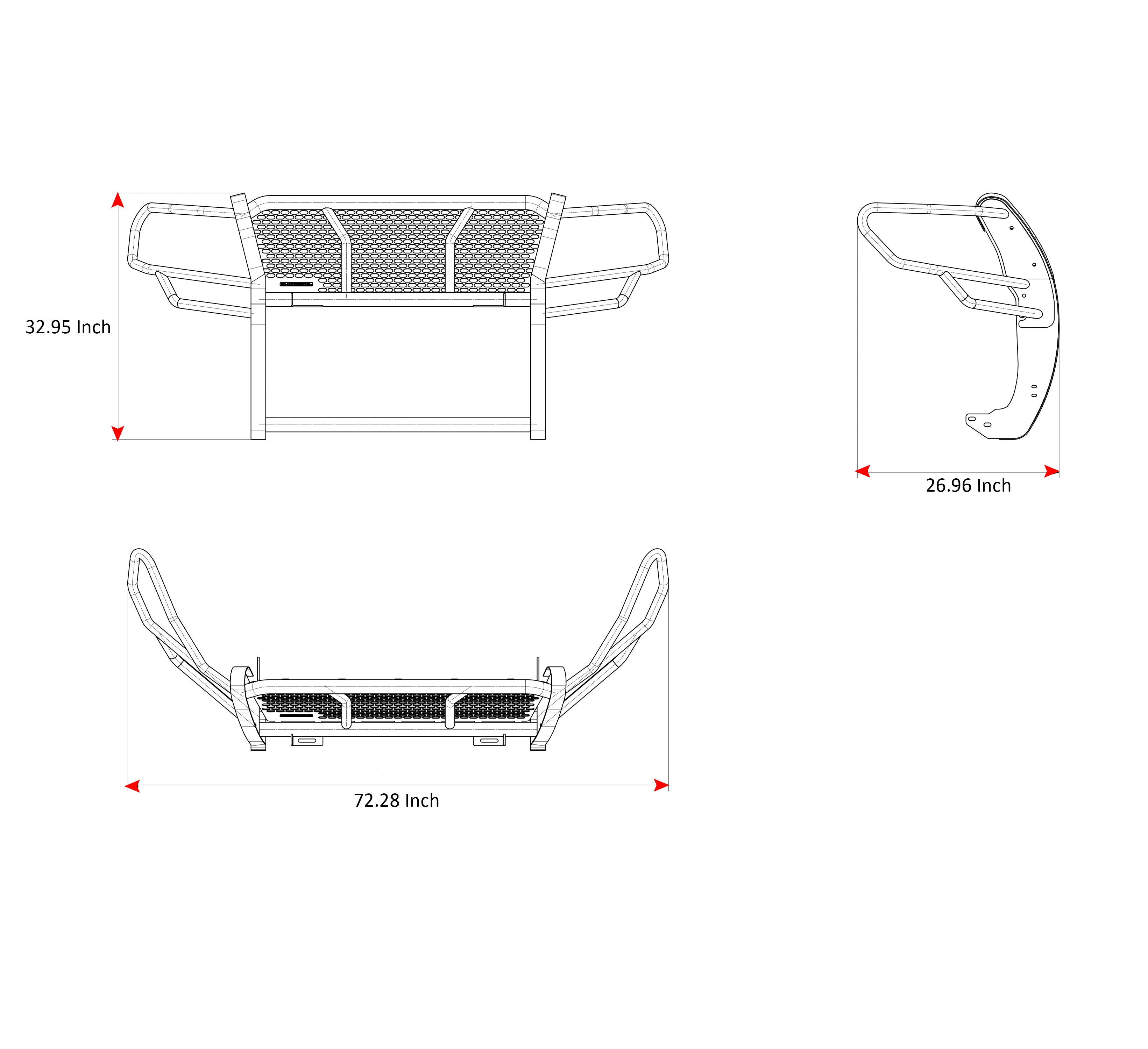 2019-2023 Ford Ranger Rugged Heavy Duty Grille Guard Kit Modular Incl. pair of 7.0" Dia. LED Lights w/ Black Trim Rings w/ Wiring Harness and Switch | Black Horse Off Road - Image 10