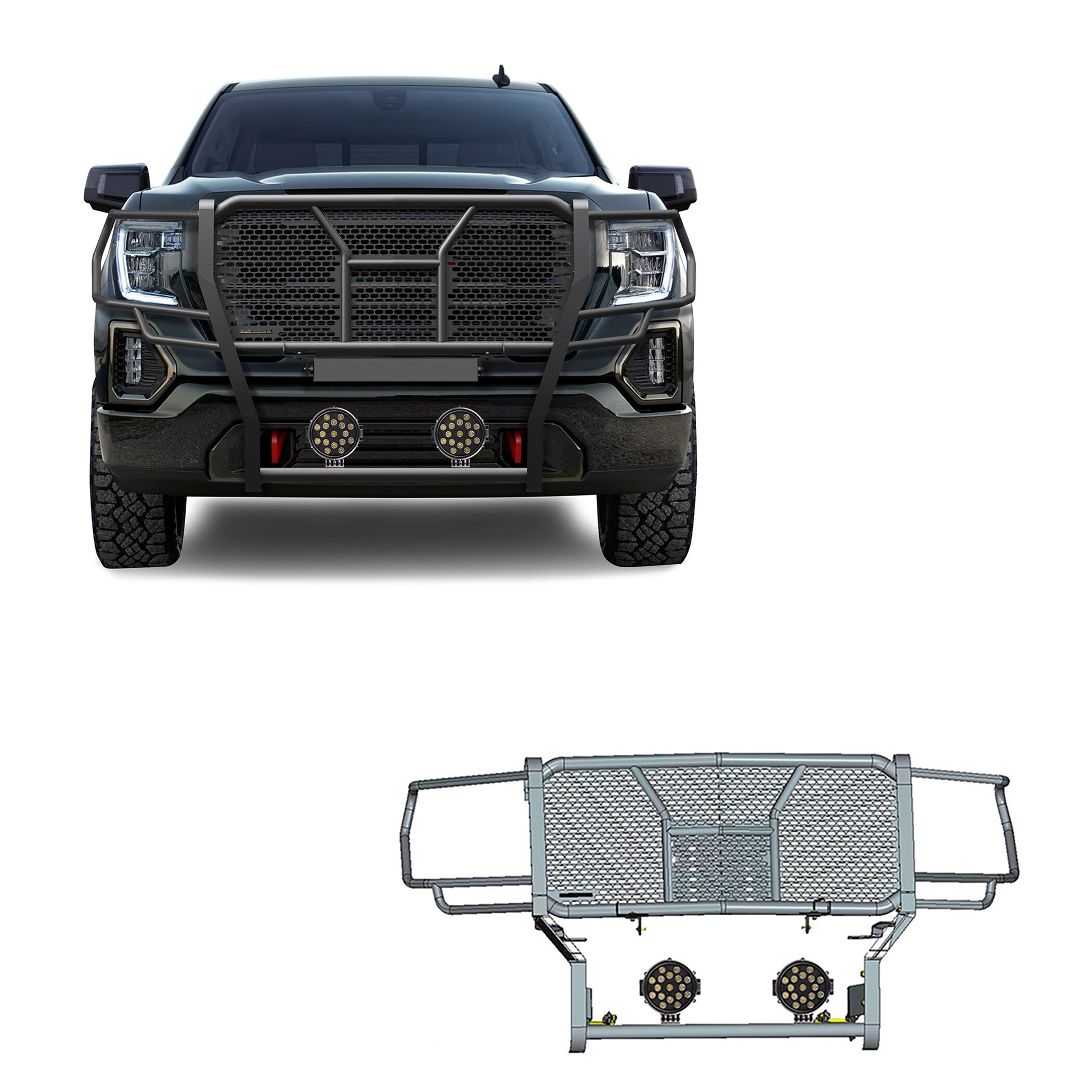2019-2021 Gmc Sierra 1500 Rugged Heavy Duty Grille Guard Kit Modular | Black Horse Off Road - Image 1