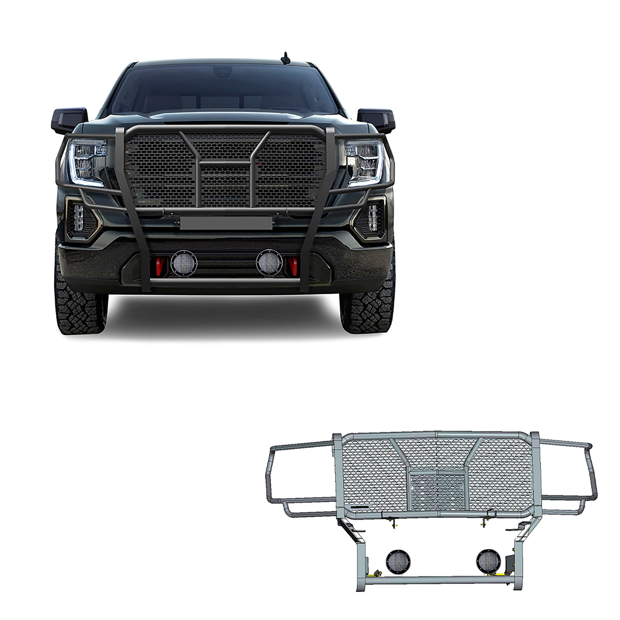 2019-2021 Gmc Sierra 1500 Rugged Heavy Duty Grille Guard Kit Modular | Black Horse Off Road - Image 1