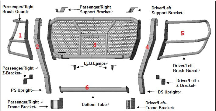 2022-2026 Gmc Sierra 1500 Rugged Heavy Duty Grille Guard Modular | Black Horse Off Road - Image 3