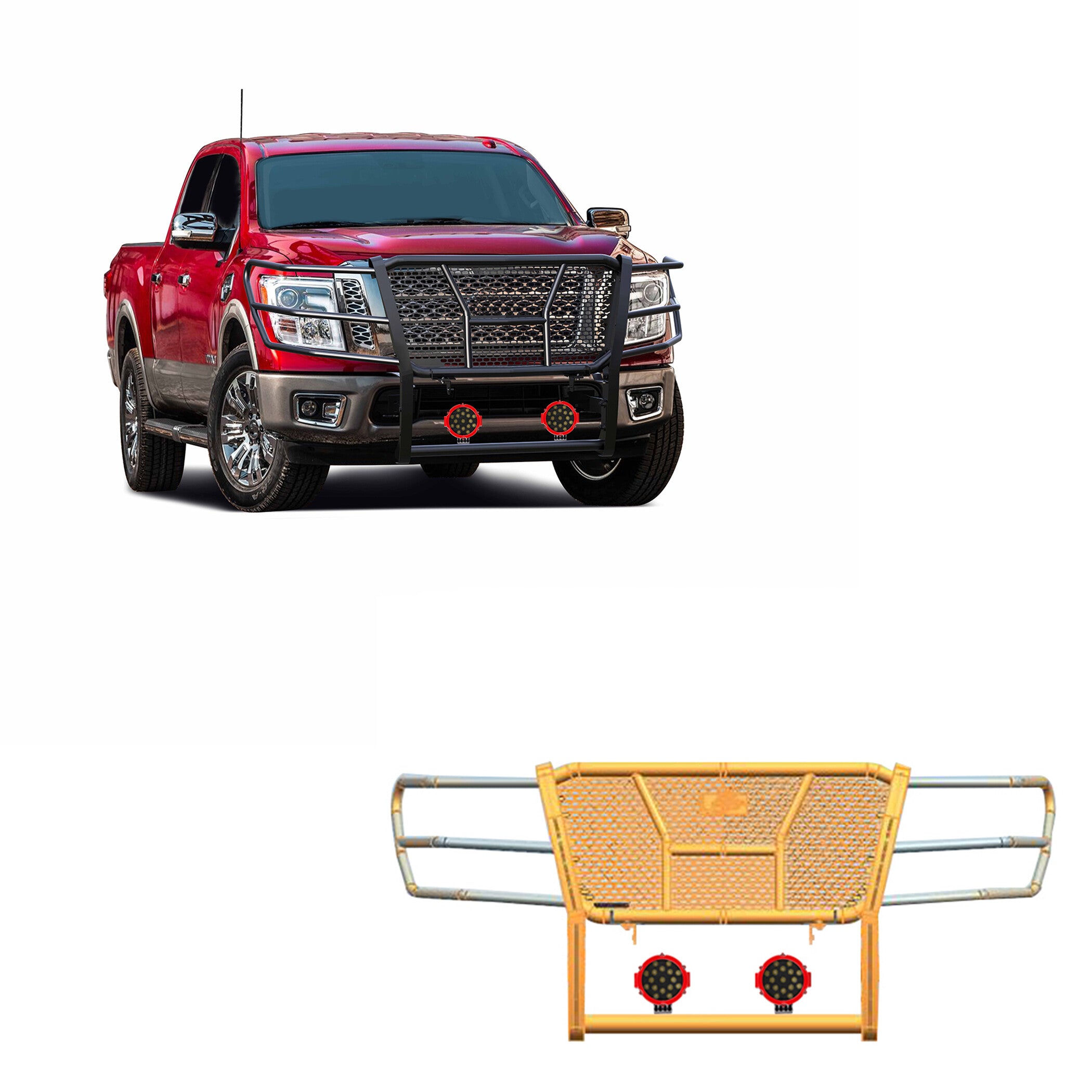 2017-2024 Nissan Titan Rugged Heavy Duty Grille Guard Kit Modular | Black Horse Off Road - Image 1