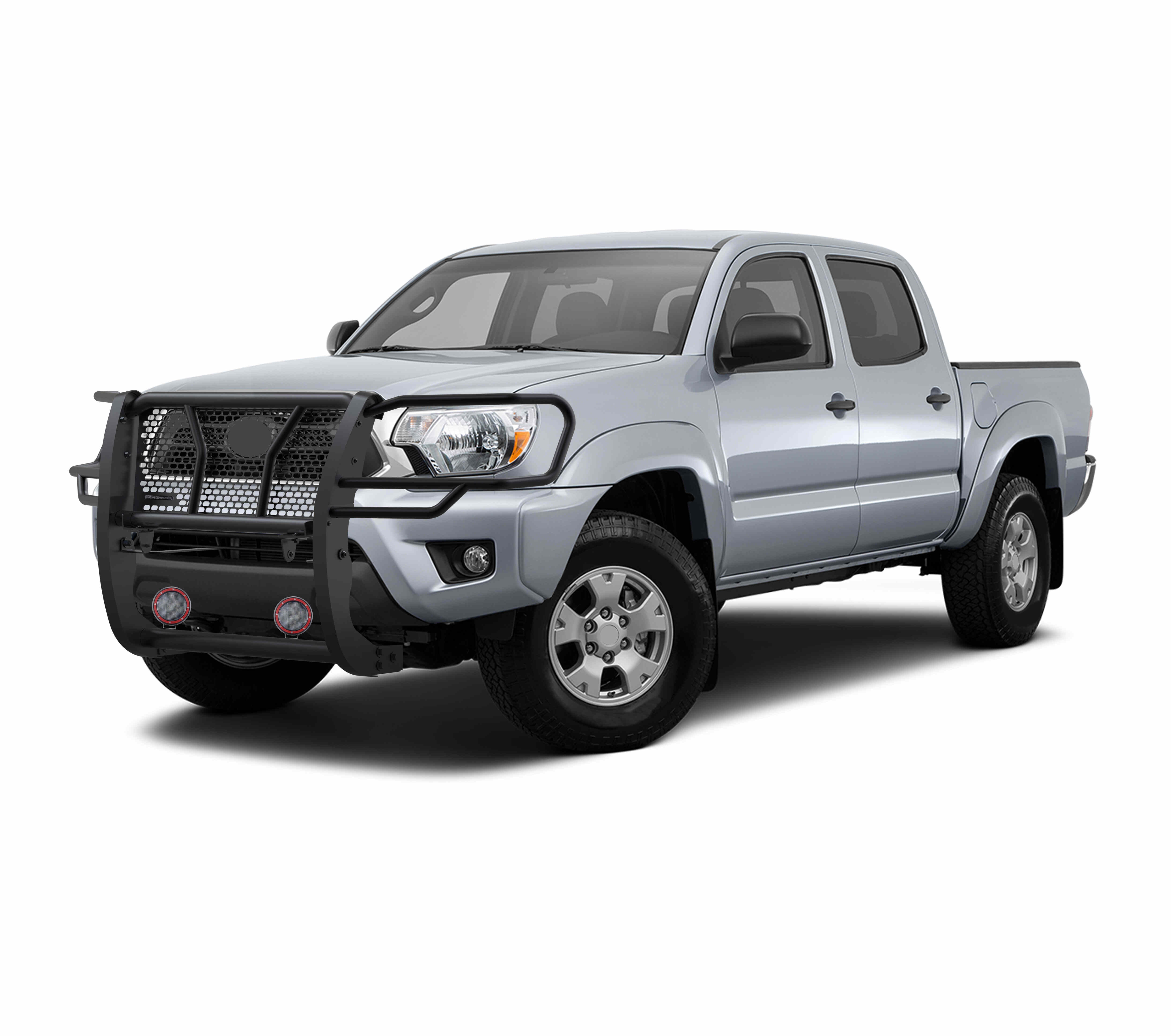 2005-2015 Toyota Tacoma Rugged Heavy Duty Grille Guard Kit Modular Pair of 5.3" Dia. LED Flood Lights w/ Red Trim Rings Wiring Harness and Switch | Black Horse Off Road - Image 2
