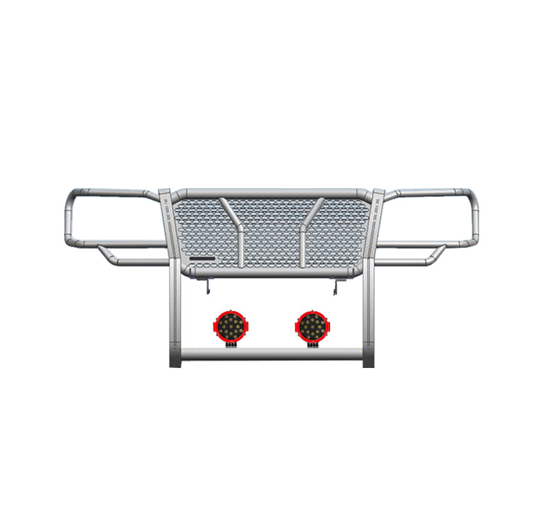 2005-2015 Toyota Tacoma Rugged Heavy Duty Grille Guard Kit Modular Incl. pair of 7.0" Dia. LED Lights w/ Red Trim Rings w/ Wiring Harness and Switch | Black Horse Off Road - Image 3