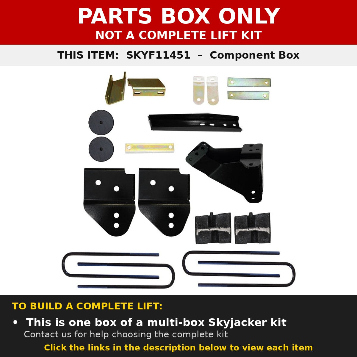 PARTS BOX ONLY - SKYF11451 component box, not a complete lift kit