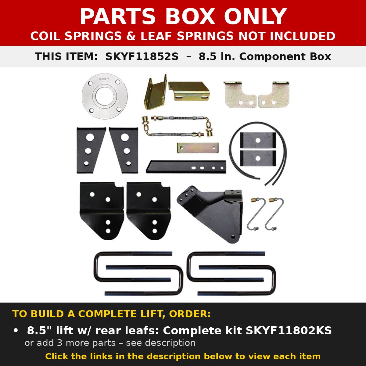 PARTS BOX ONLY - SKYF11852S component box, not a complete lift kit