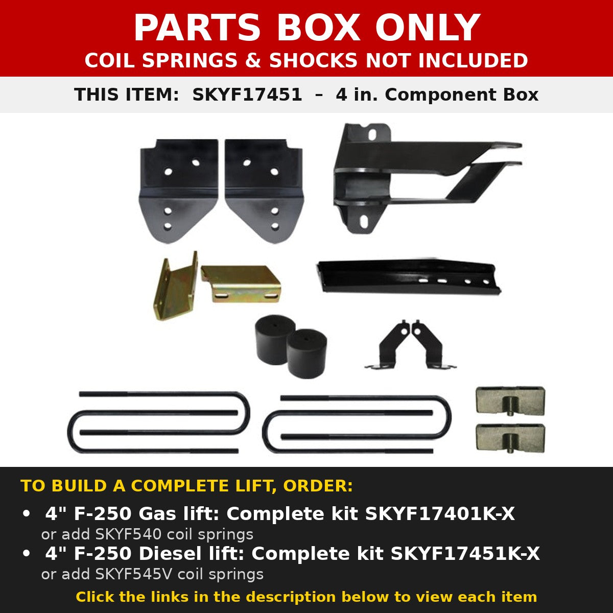 PARTS BOX ONLY - SKYF17451 component box, not a complete lift kit