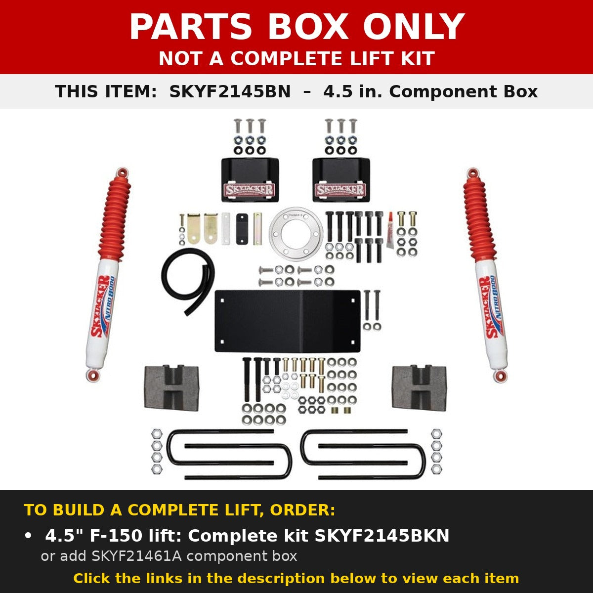 PARTS BOX ONLY - SKYF2145BN component box, not a complete lift kit