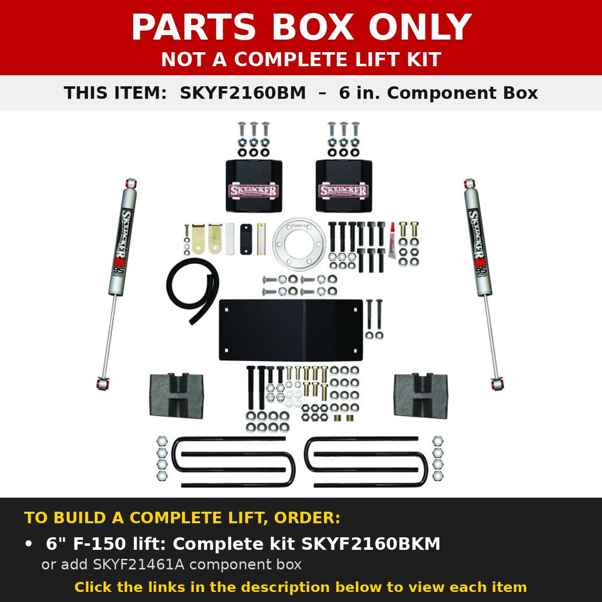 PARTS BOX ONLY - SKYF2160BM component box, not a complete lift kit