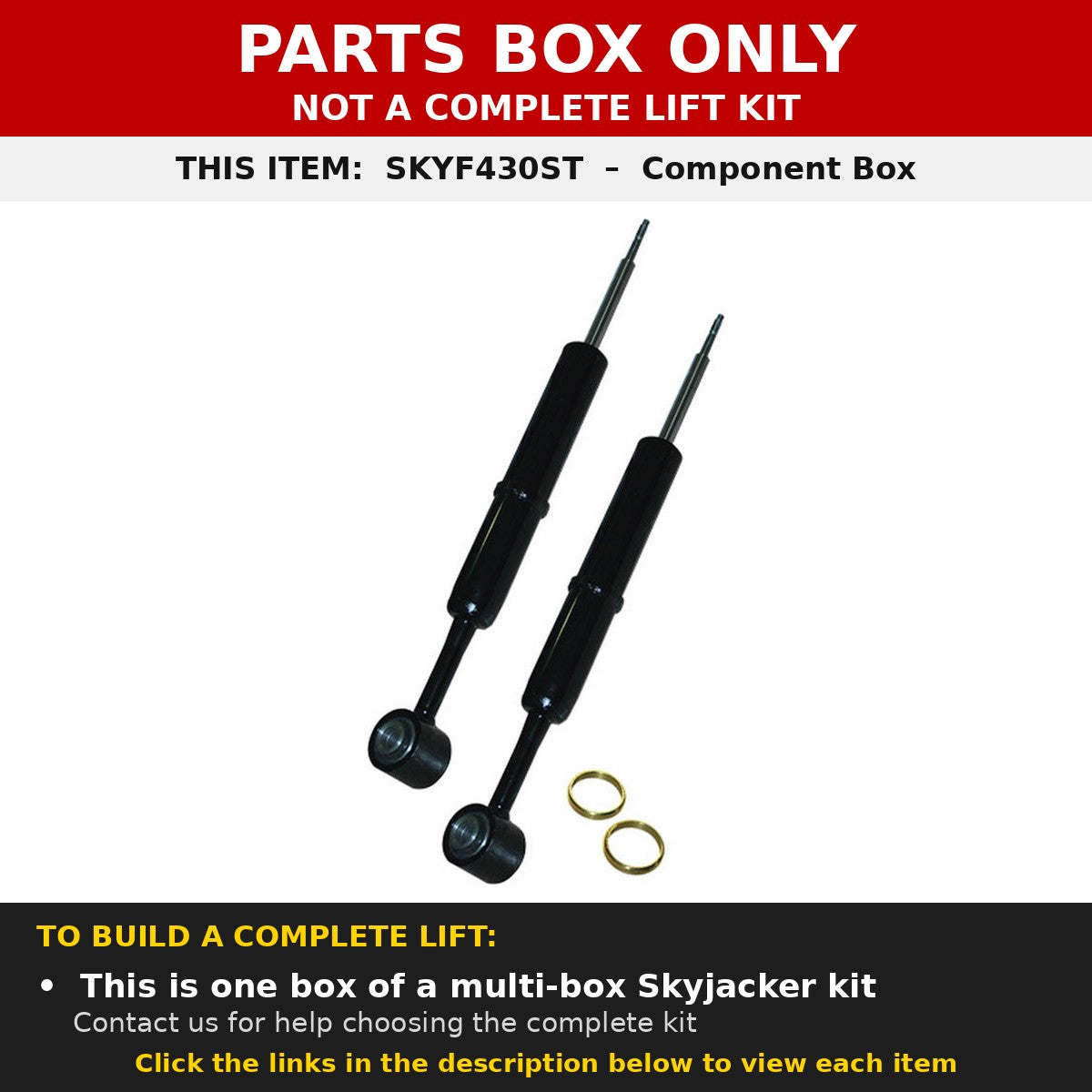 PARTS BOX ONLY - SKYF430ST component box, not a complete lift kit