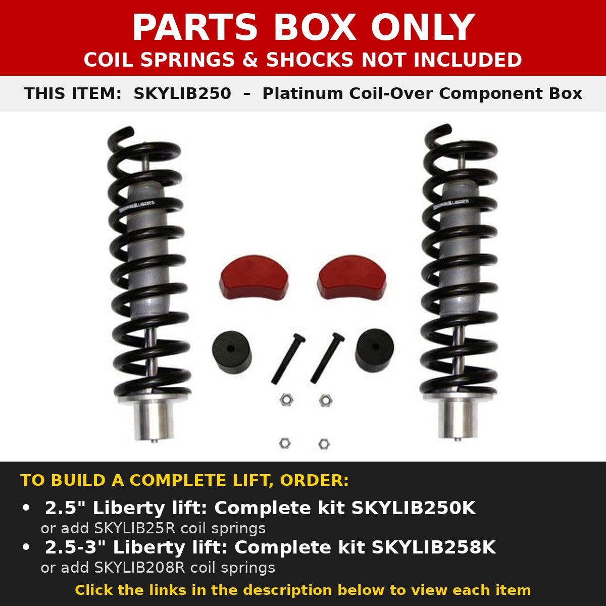 PARTS BOX ONLY - SKYLIB250 component box, not a complete lift kit