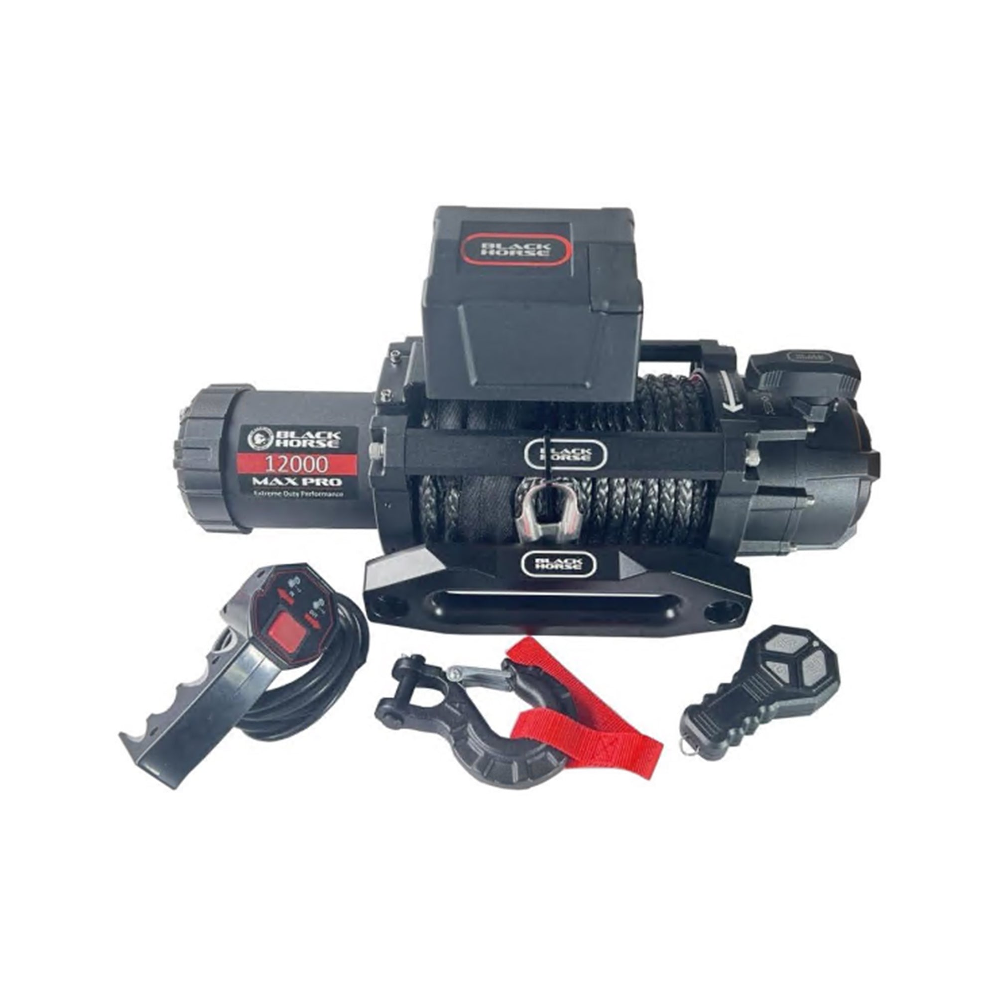 12K Synthetic Rope Winch Electrical: 1 year & Mechanical: 2 years warranty | Black Horse Off Road - Image 1