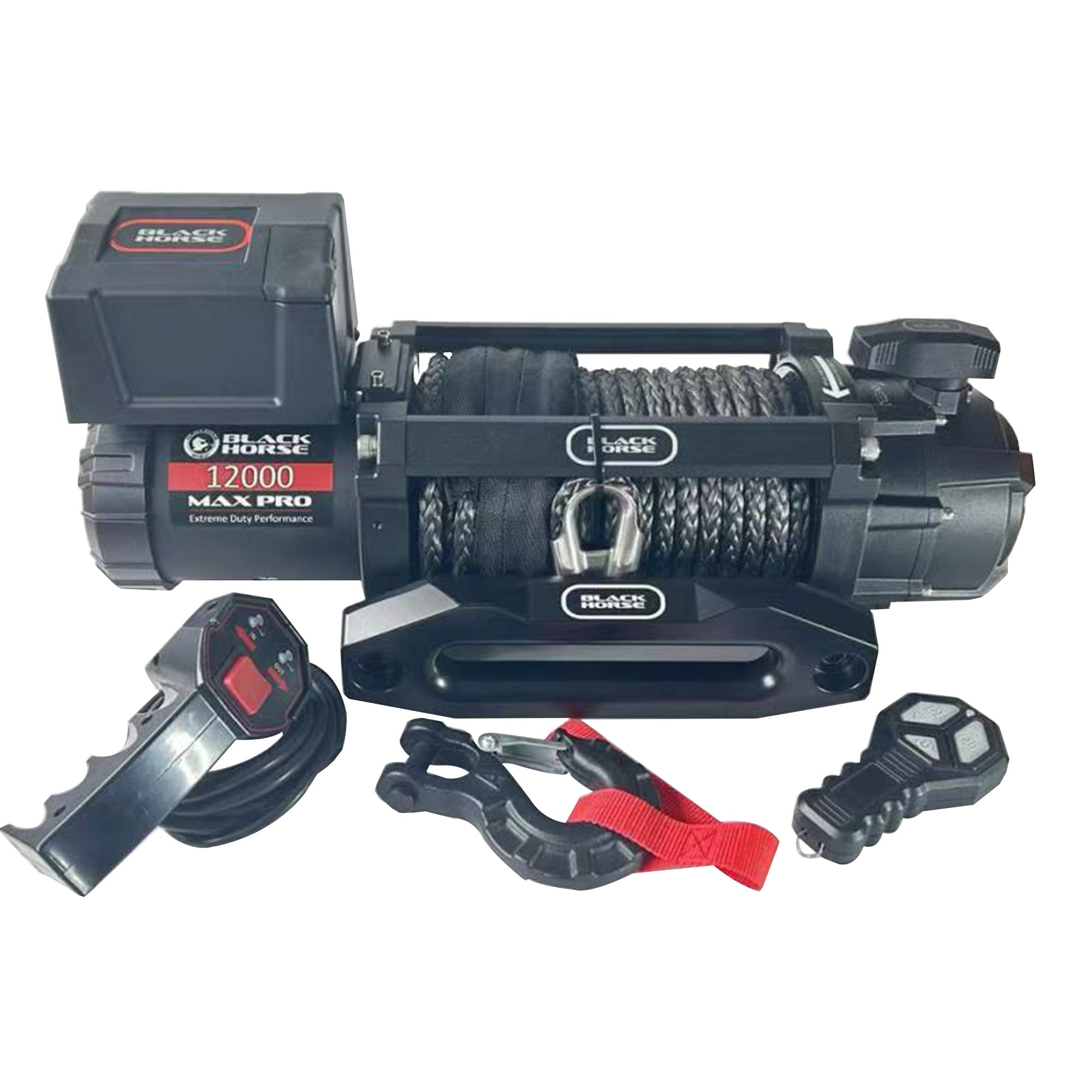 12K Synthetic Rope Winch Electrical: 1 year & Mechanical: 2 years warranty | Black Horse Off Road - Image 2
