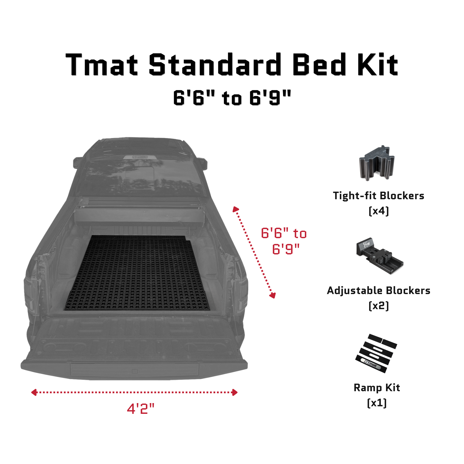 Tmat Truck Bed Organizer Slide Out Mat | Universal Fit for Standard Beds 6'6" to 6'9"