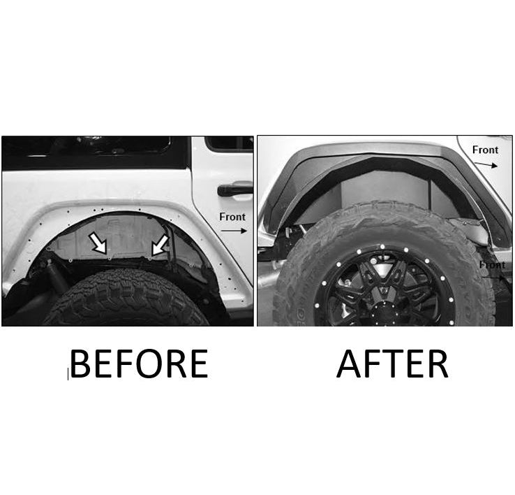 2018-2026 Jeep Wrangler Rear Inner Fender Flares Liners | Black Horse Off Road - Image 5