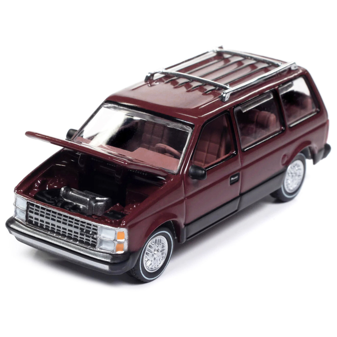 1985 Dodge Caravan Van Crimson Red and Black "Mighty Minivans" Series 1/64 Diecast Model Car