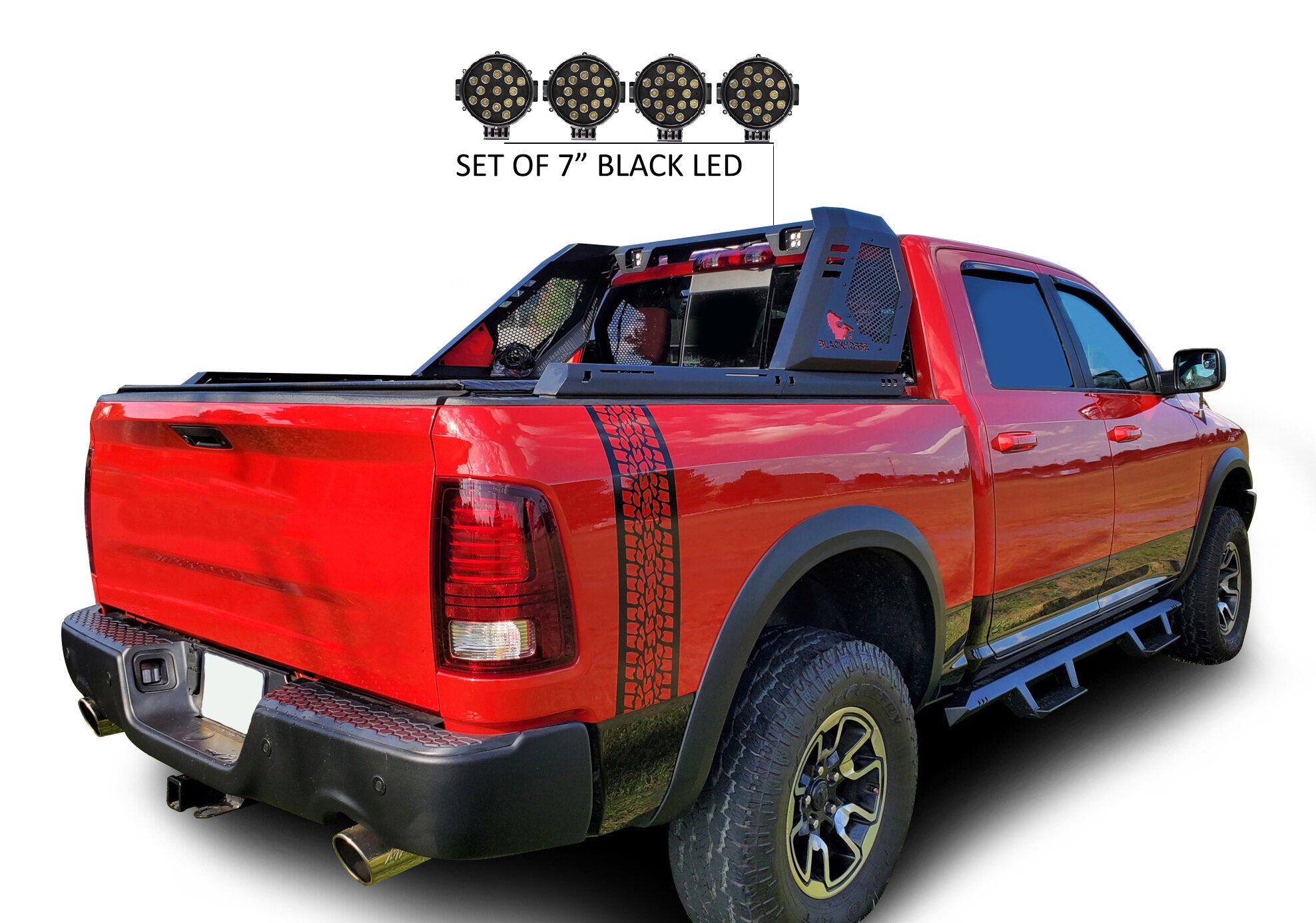 Vigor Roll Bar Kit Modular Incl. 2 pairs of 7.0"Dia. LED Lights w/ Black Trim Rings w/ Wiring Harness and Switch | Black Horse Off Road - Image 2
