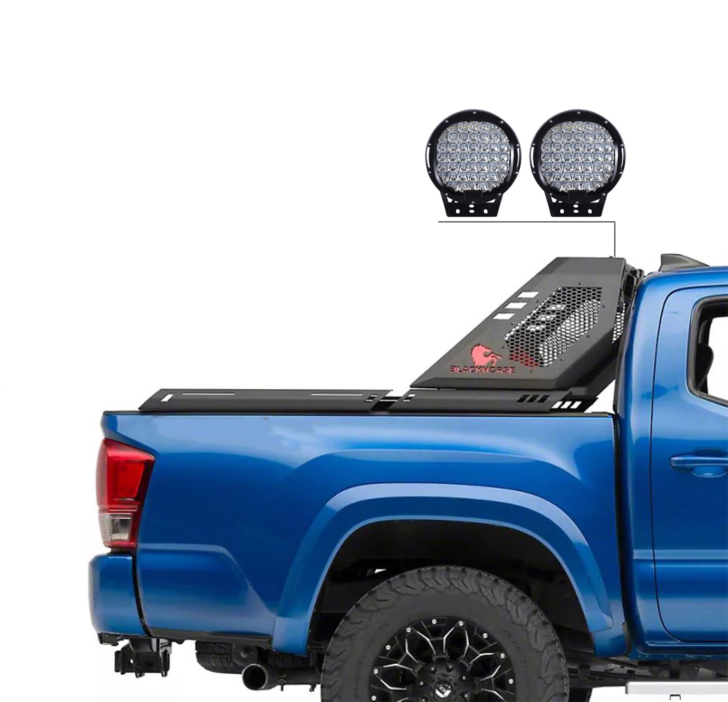 2005-2026 Toyota Tacoma Vigor Roll Bar Kit Modular 2nd Box contains VI06 : 51lb, 34x12x7 W/ Set of 9" Black Round LED Light | Black Horse Off Road - Image 8