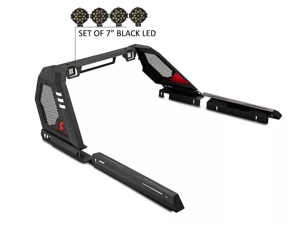 2005-2026 Toyota Tacoma Vigor Roll Bar Kit Modular 2nd Box contains VI06 : 51lb, 34x12x7 & Incl. 2 pairs of 7.0"Dia. LED Lights w/ Black Trim Rings w/ Wiring Harness and Switch | Black Horse Off Road - Image 8